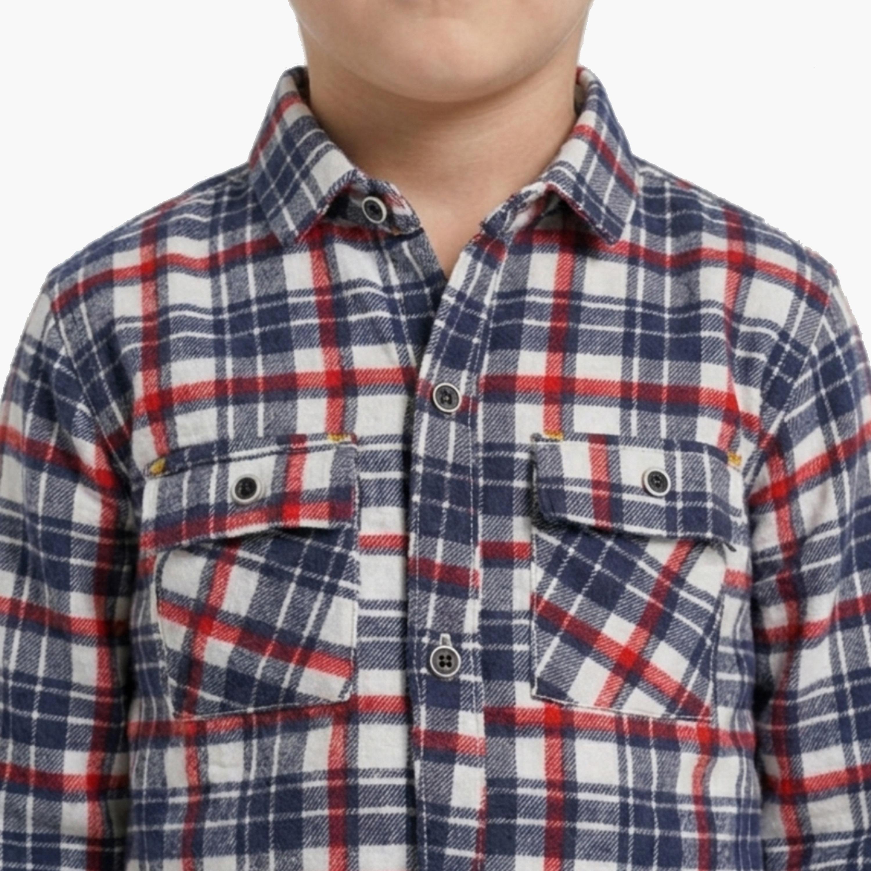 قميص كاجوال بأكمام طويلة وجيب بتصميم كاروهات من بيبي كلو-boys-clothing-shirts-image-5