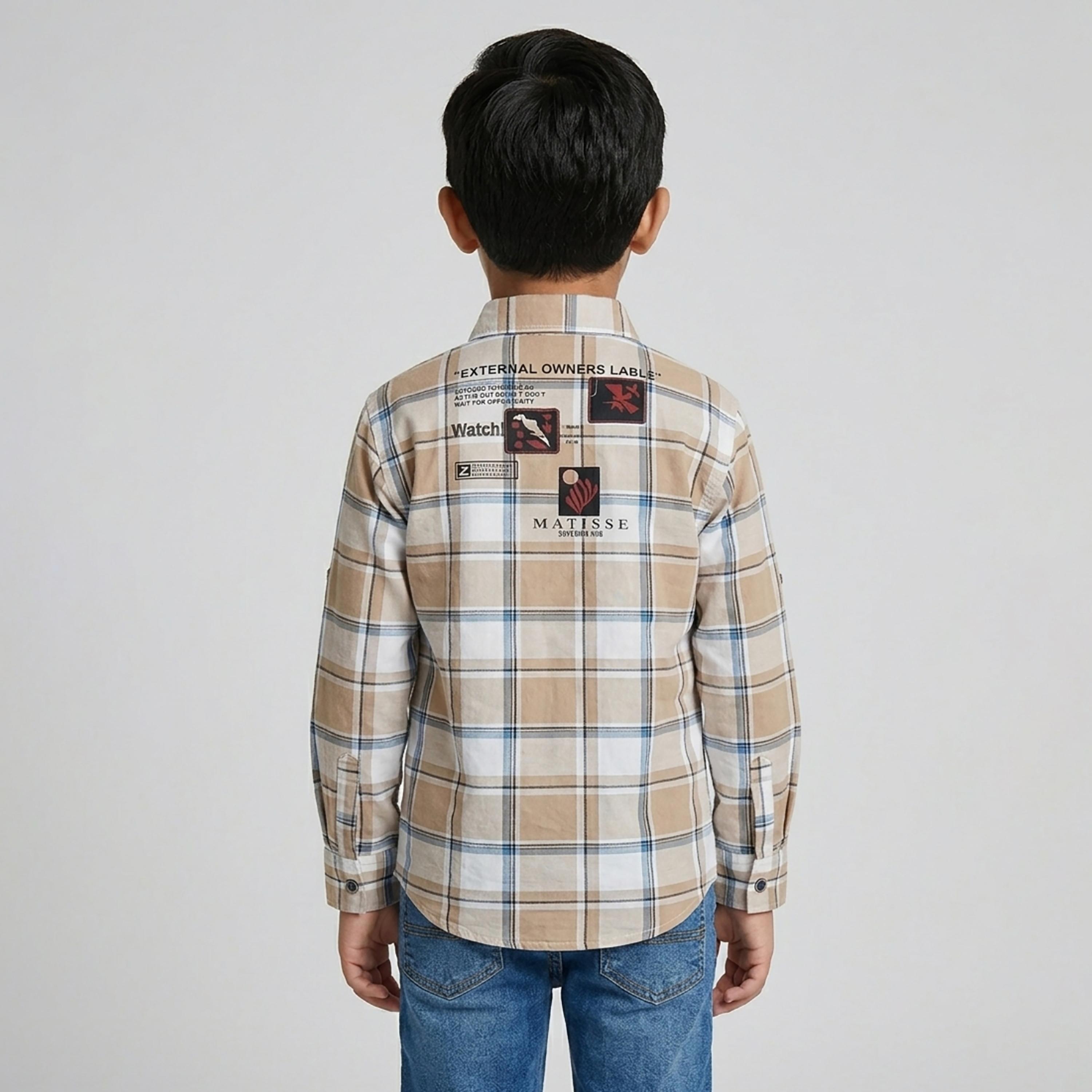 Babyqlo Checked Long Sleeve Pocketed Casual Shirt-boys-clothing-shirts-image-2