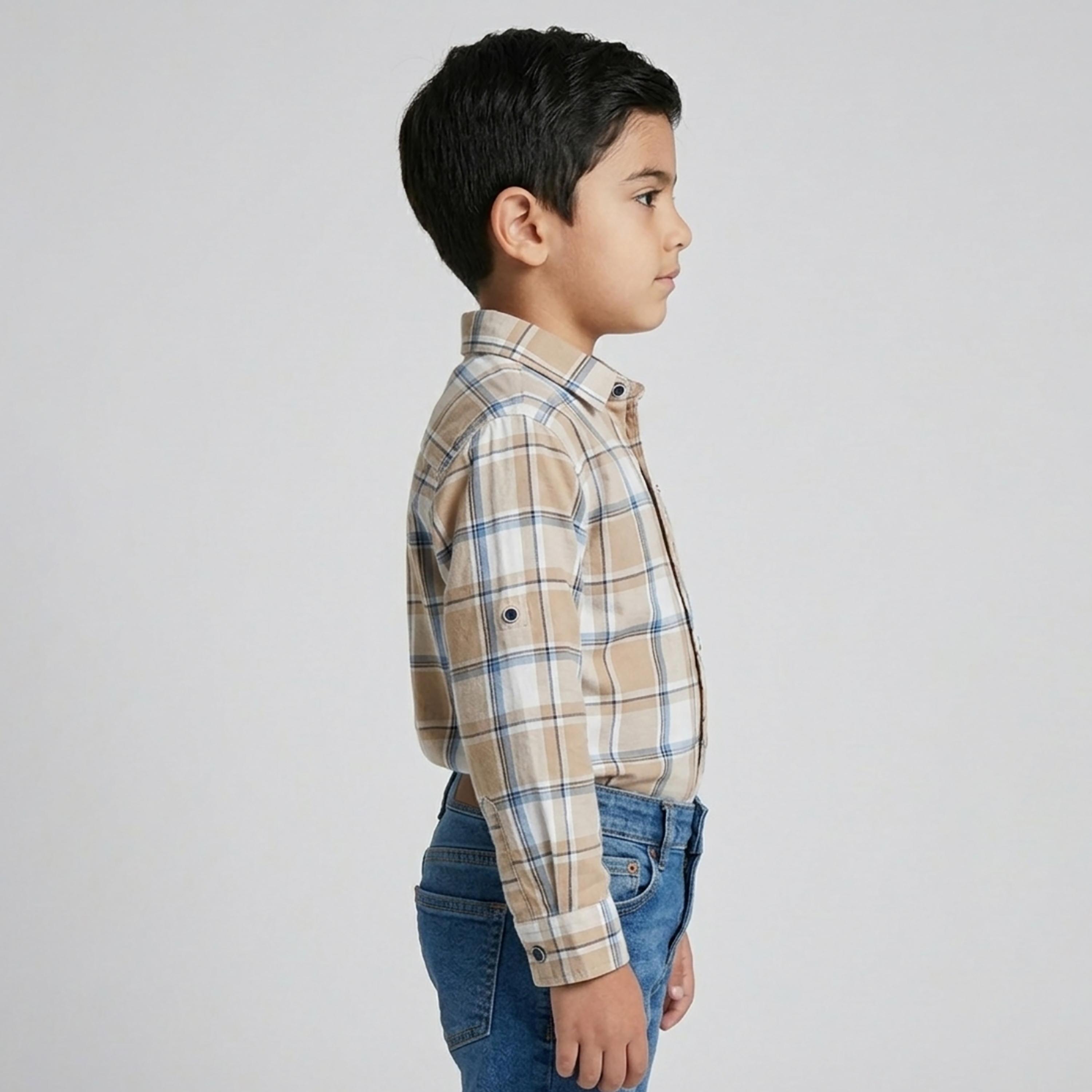 Babyqlo Checked Long Sleeve Pocketed Casual Shirt-boys-clothing-shirts-image-3