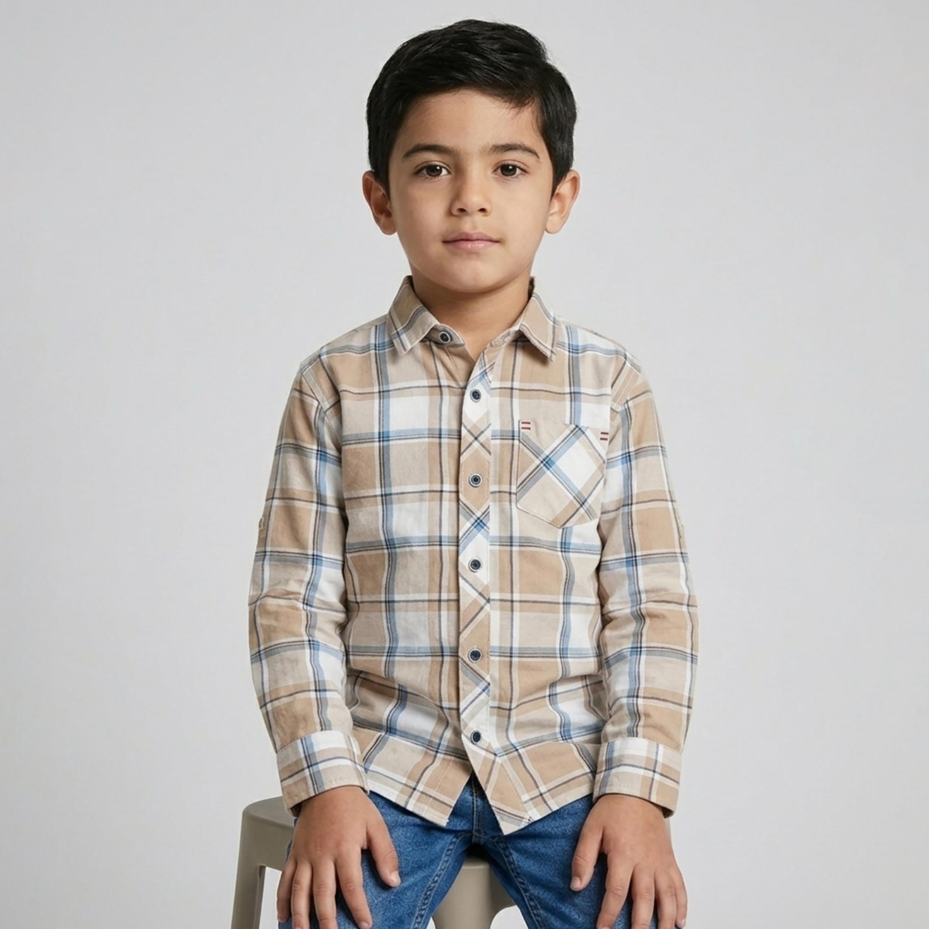 Babyqlo Checked Long Sleeve Pocketed Casual Shirt-boys-clothing-shirts-image-4