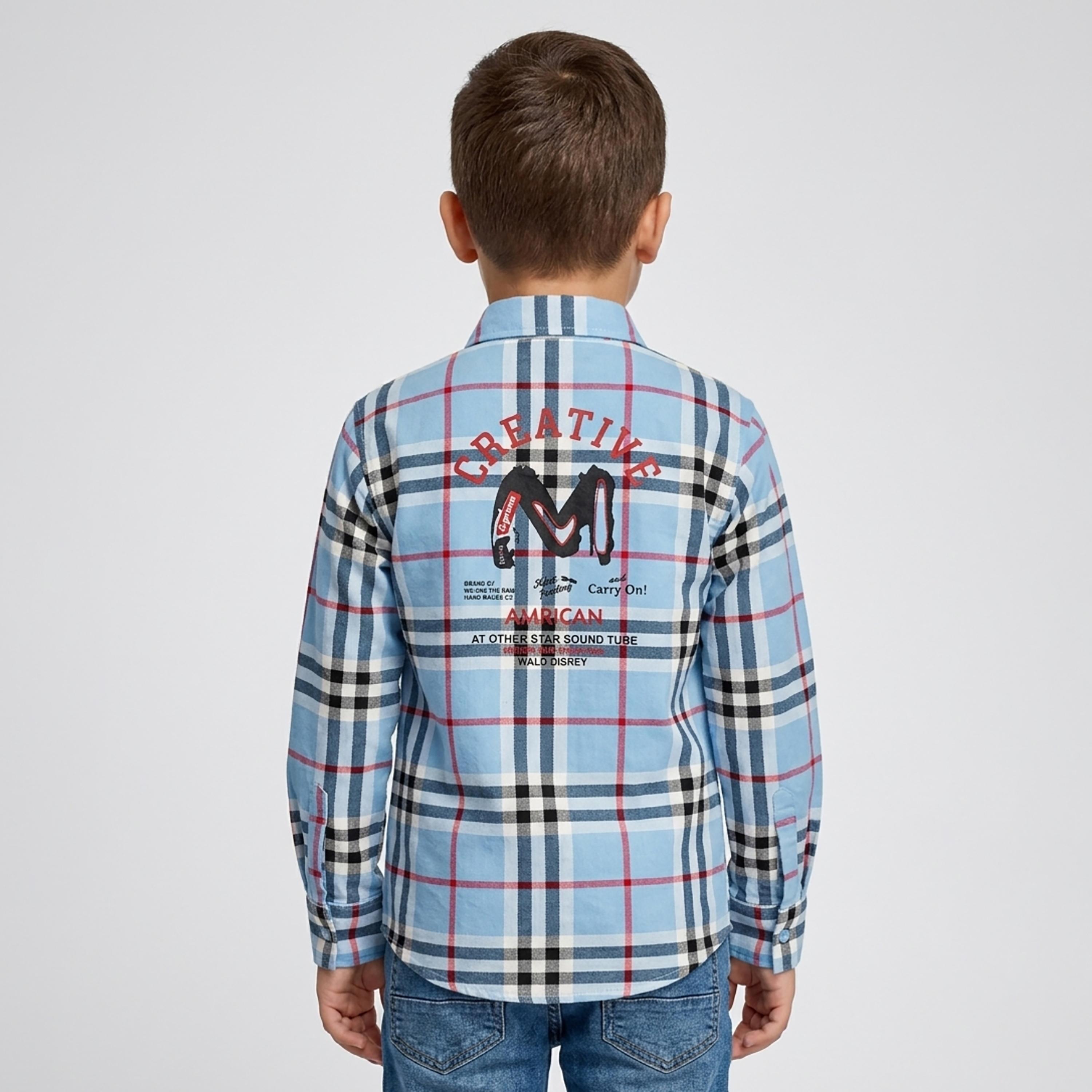قميص كاجوال بأكمام طويلة وجيب بتصميم كاروهات من بيبي كلو-boys-clothing-shirts-image-2