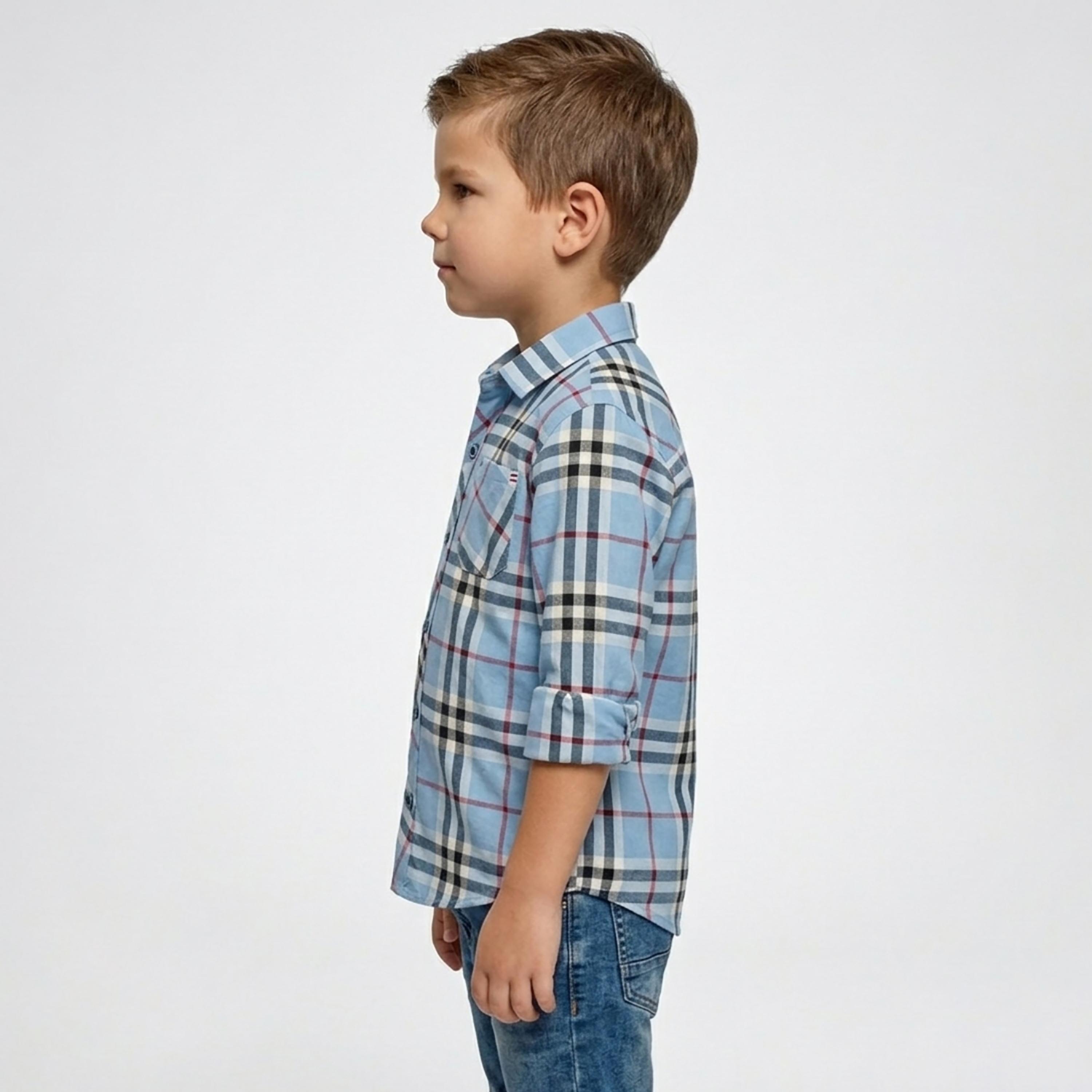 قميص كاجوال بأكمام طويلة وجيب بتصميم كاروهات من بيبي كلو-boys-clothing-shirts-image-3