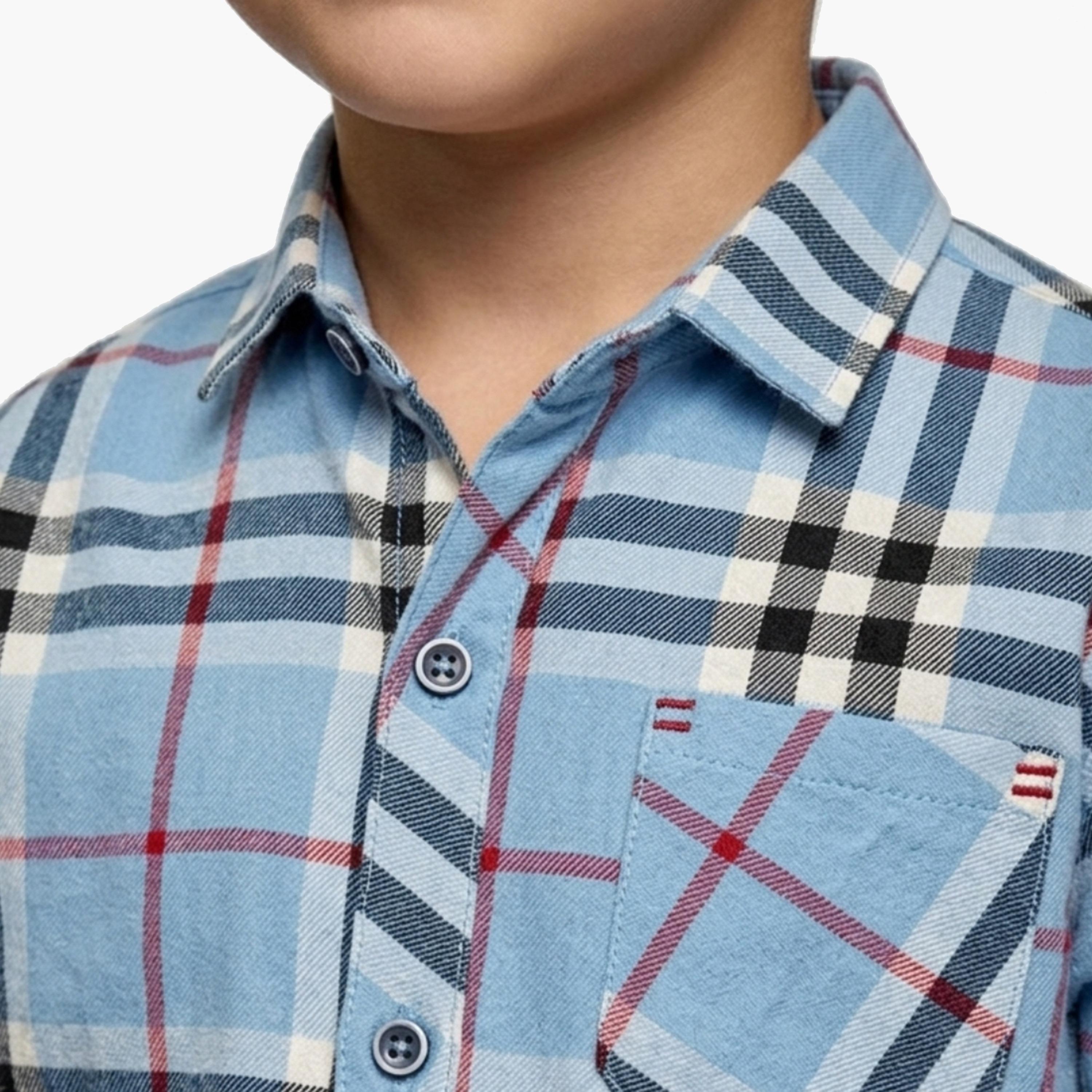 قميص كاجوال بأكمام طويلة وجيب بتصميم كاروهات من بيبي كلو-boys-clothing-shirts-image-5