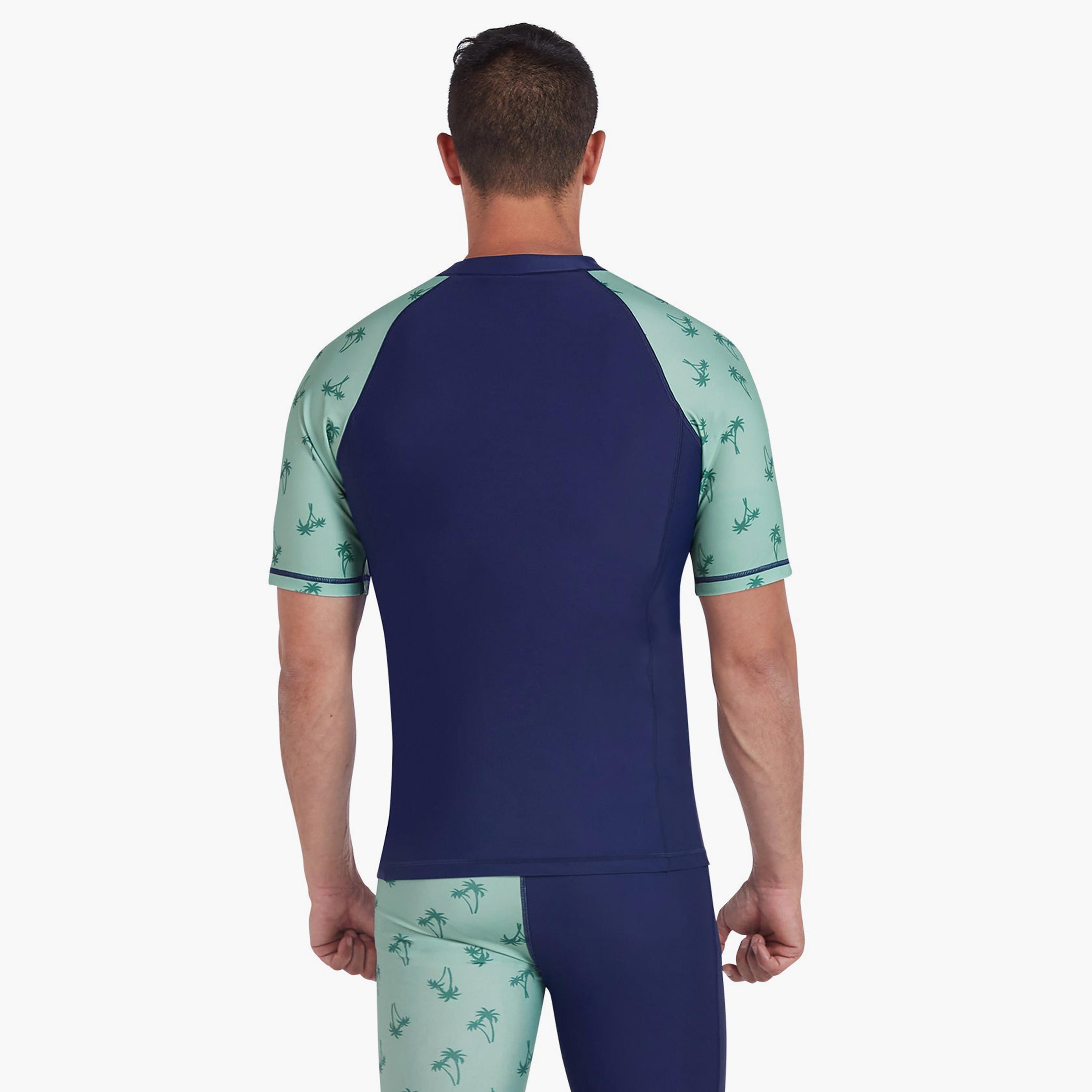 COEGA Men's Short Sleeve Rashguard, Navy Spring Palms-sports-men-clothing-swimwear-image-2