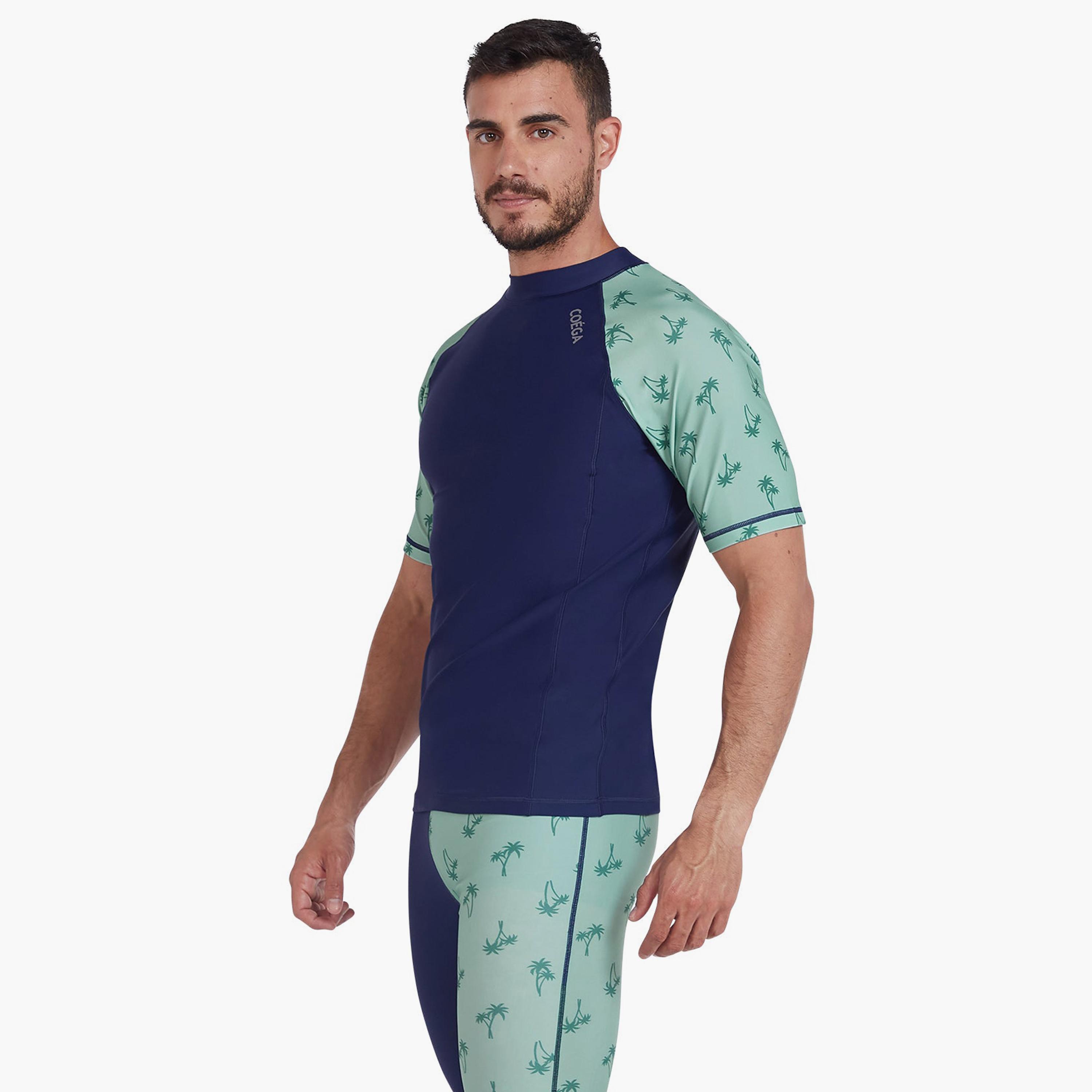 COEGA Men's Short Sleeve Rashguard, Navy Spring Palms-sports-men-clothing-swimwear-image-3