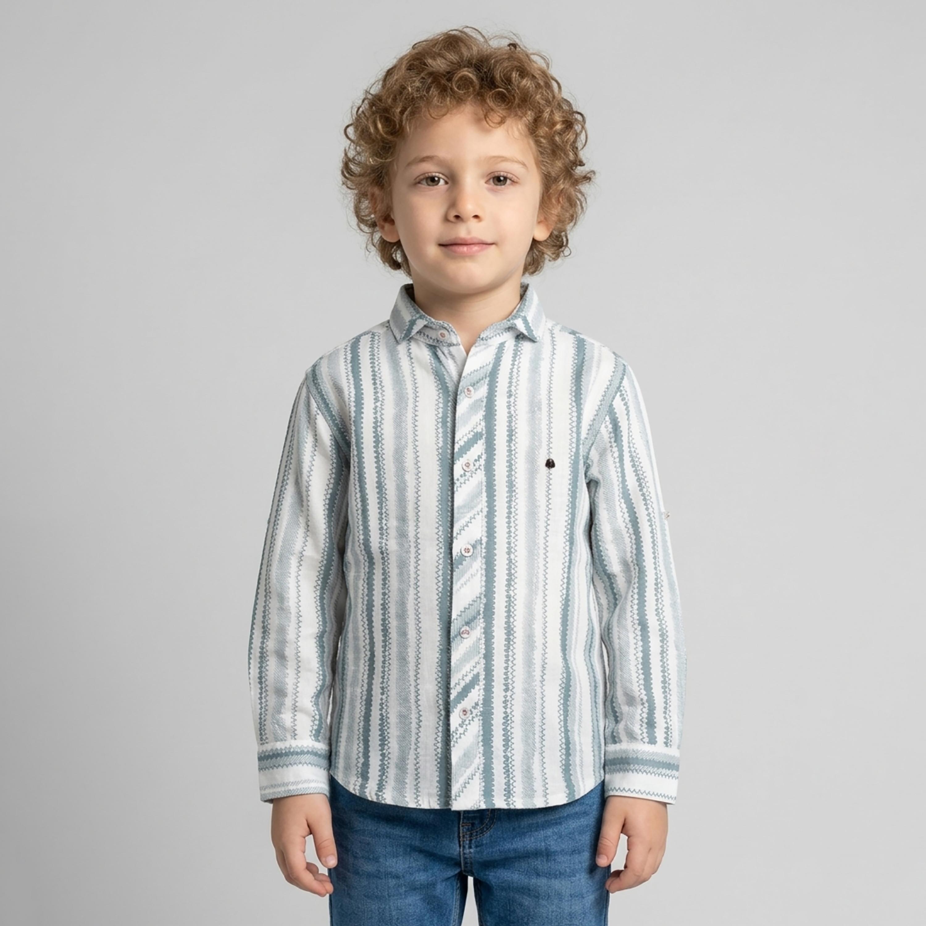 Babyqlo Stripes Long Sleeve Pocketed Casual Shirt-boys-clothing-shirts-image-1