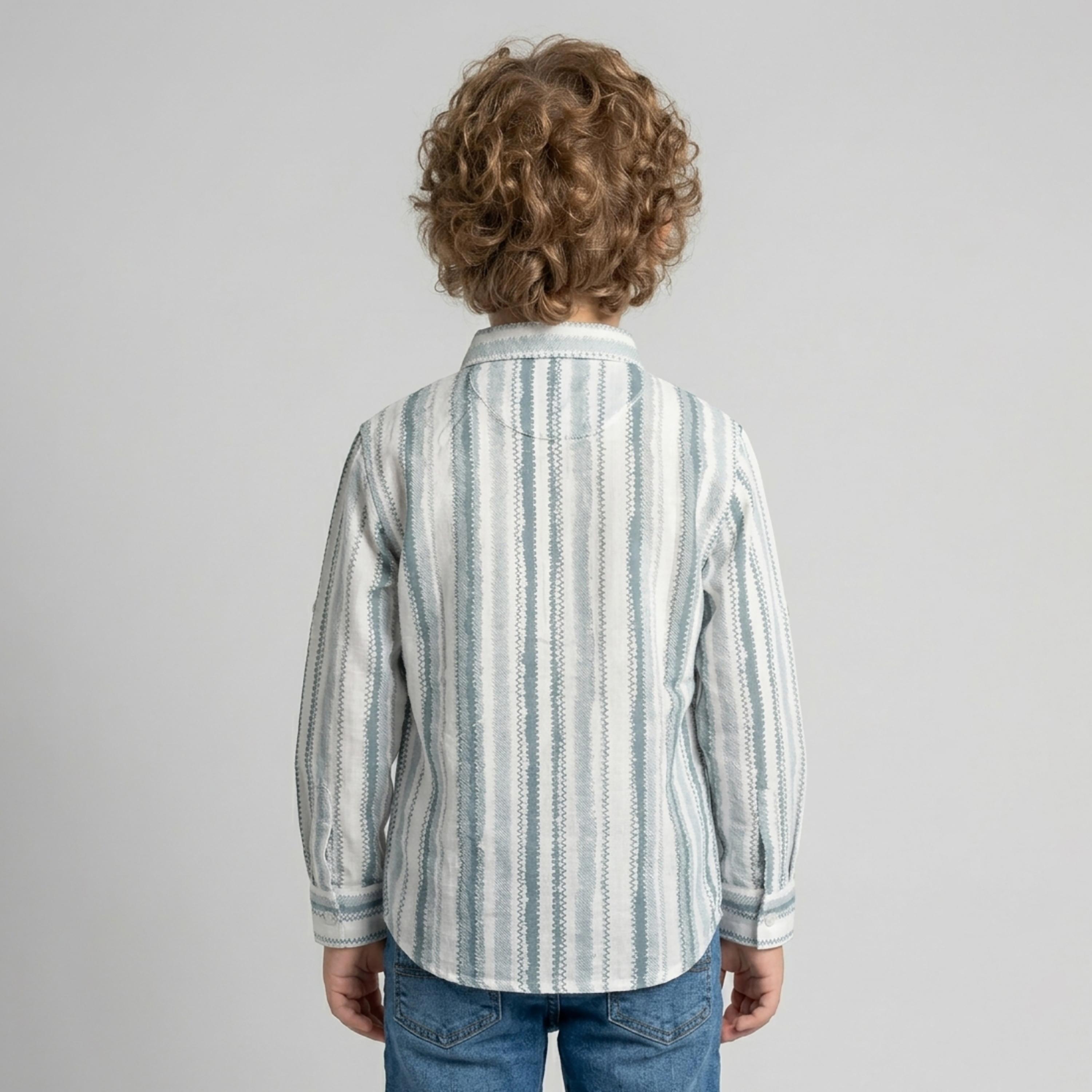 Babyqlo Stripes Long Sleeve Pocketed Casual Shirt-boys-clothing-shirts-image-2