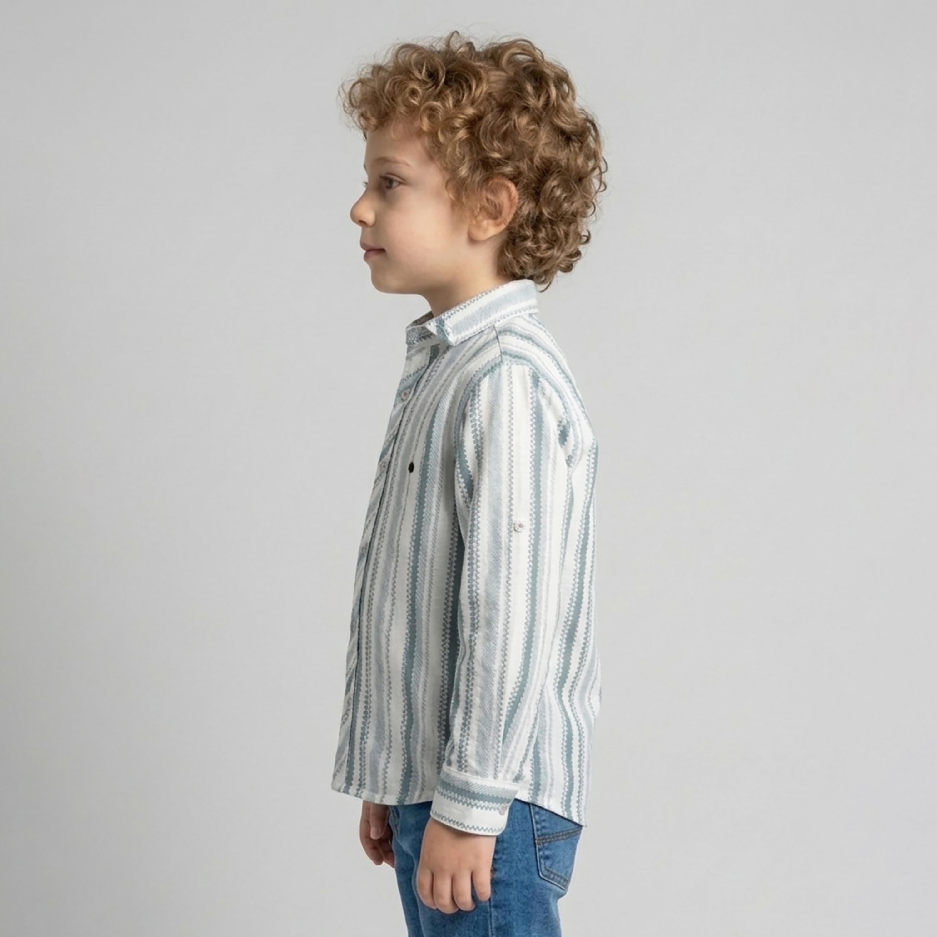 Babyqlo Stripes Long Sleeve Pocketed Casual Shirt-boys-clothing-shirts-image-3