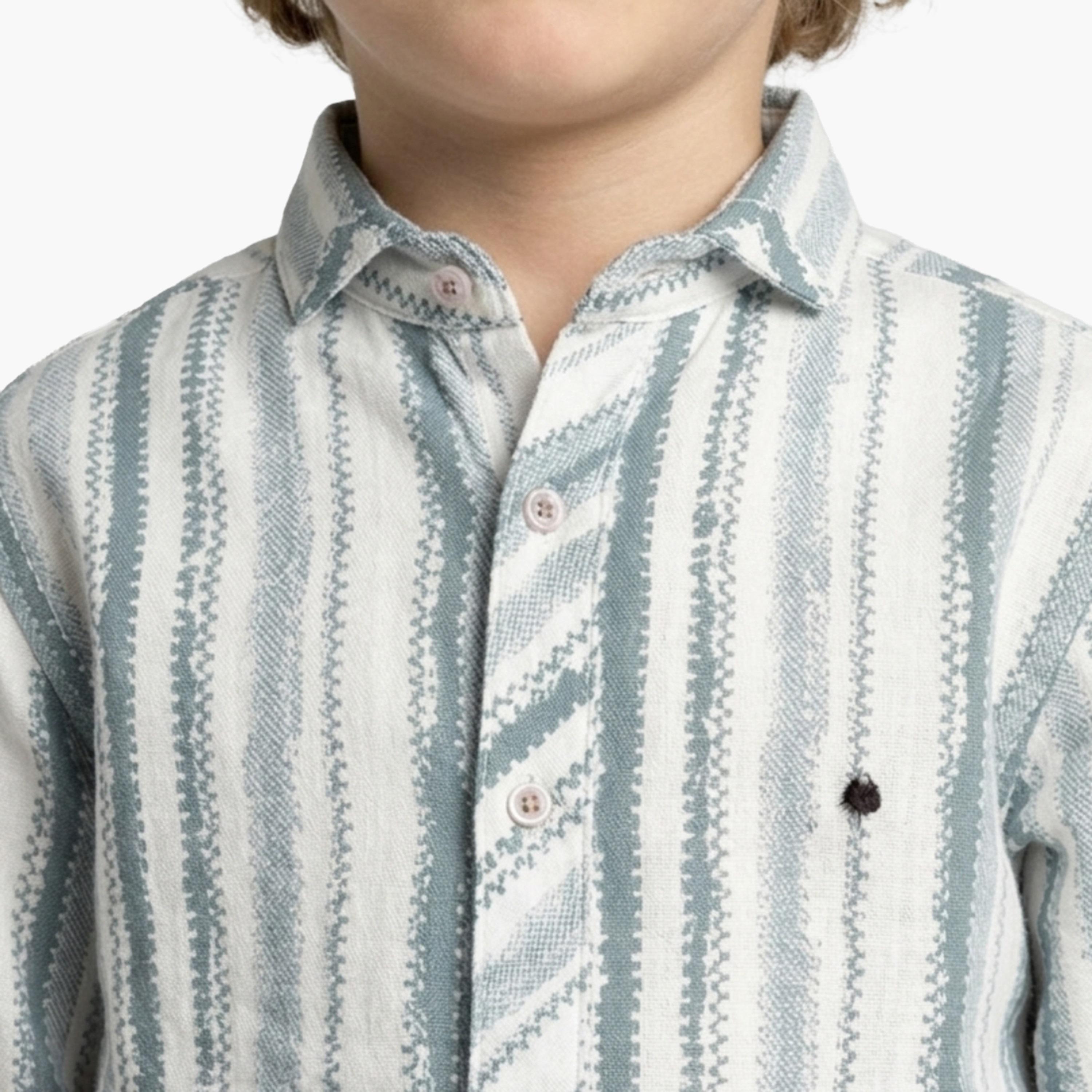 Babyqlo Stripes Long Sleeve Pocketed Casual Shirt-boys-clothing-shirts-image-4