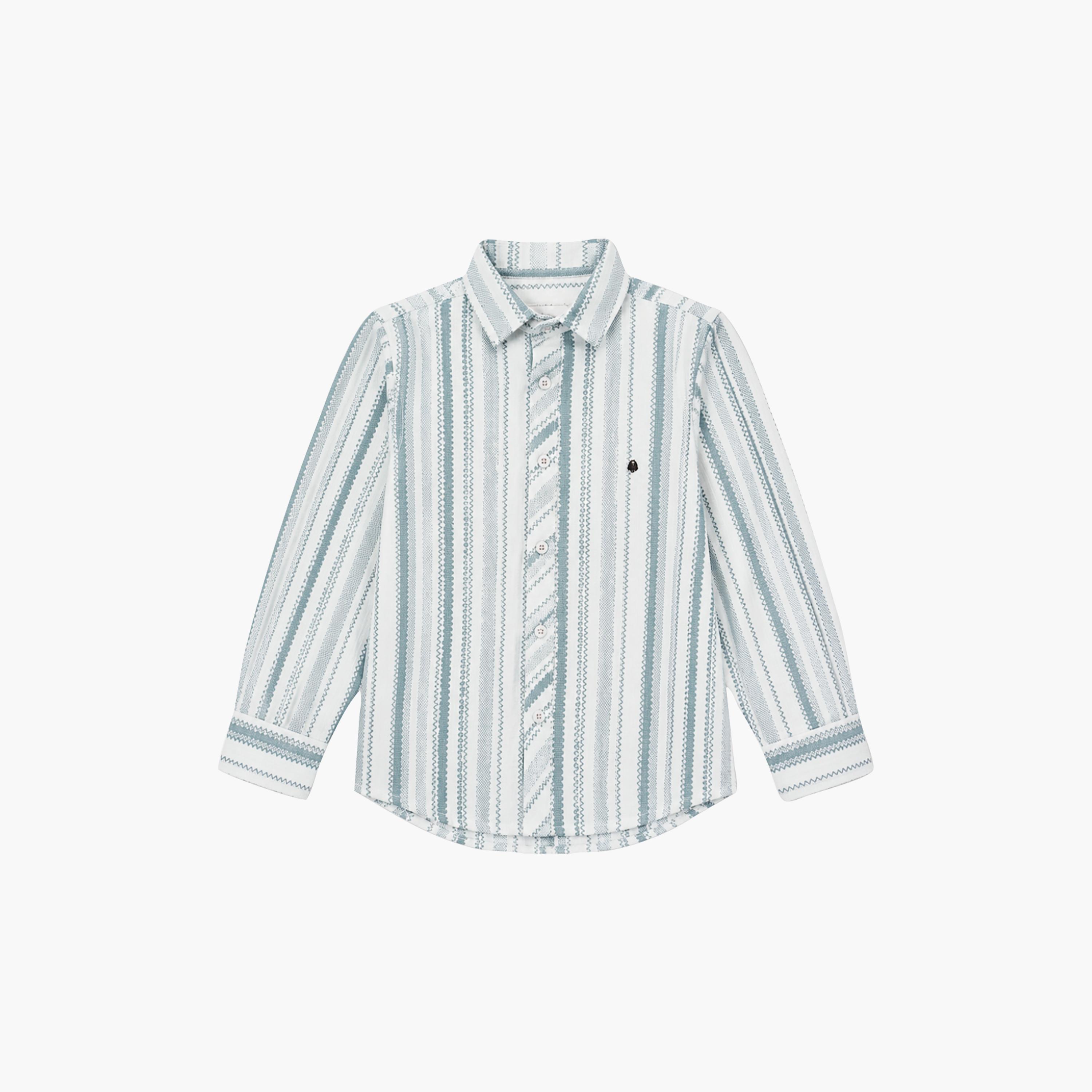 Babyqlo Stripes Long Sleeve Pocketed Casual Shirt-boys-clothing-shirts-image-5