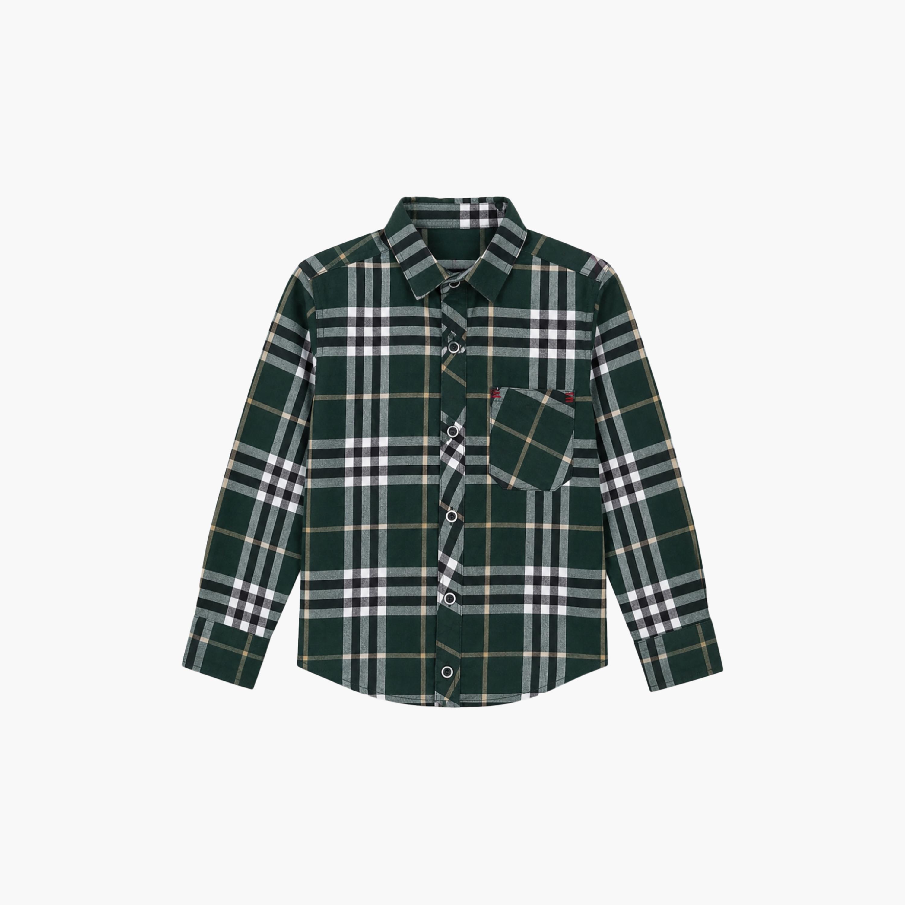 قميص كاجوال بأكمام طويلة وتصميم كاروهات من بيبيكلو-boys-clothing-shirts-image-6