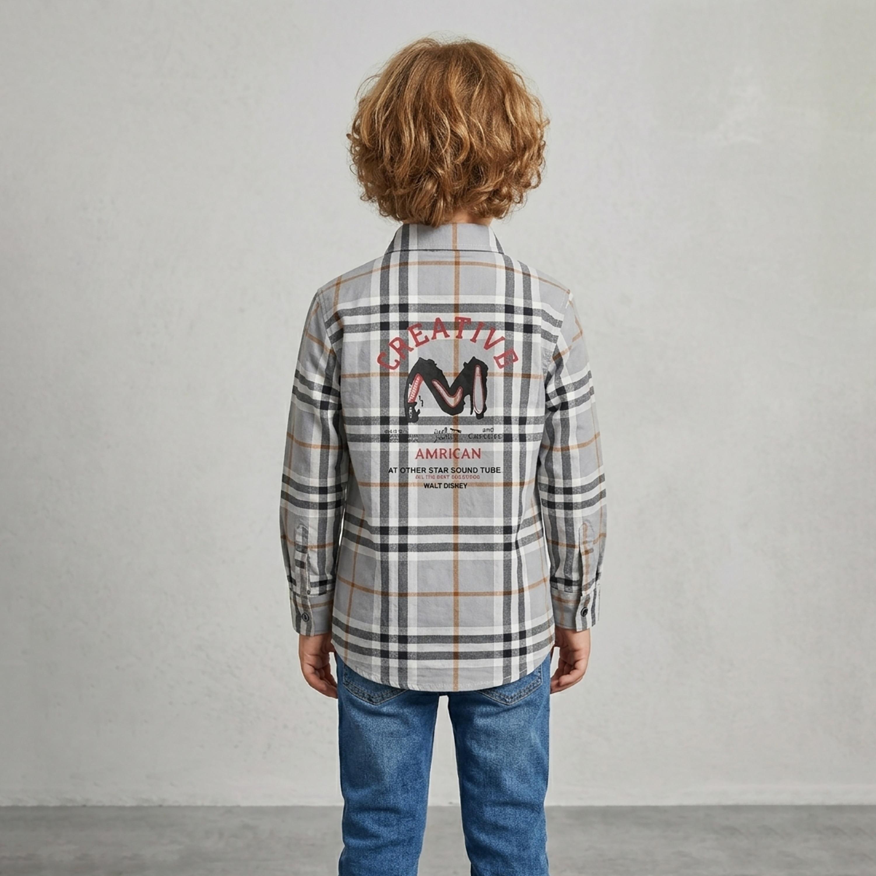 Babyqlo Checked Long Sleeve Pocketed Casual Shirt-boys-clothing-shirts-image-2