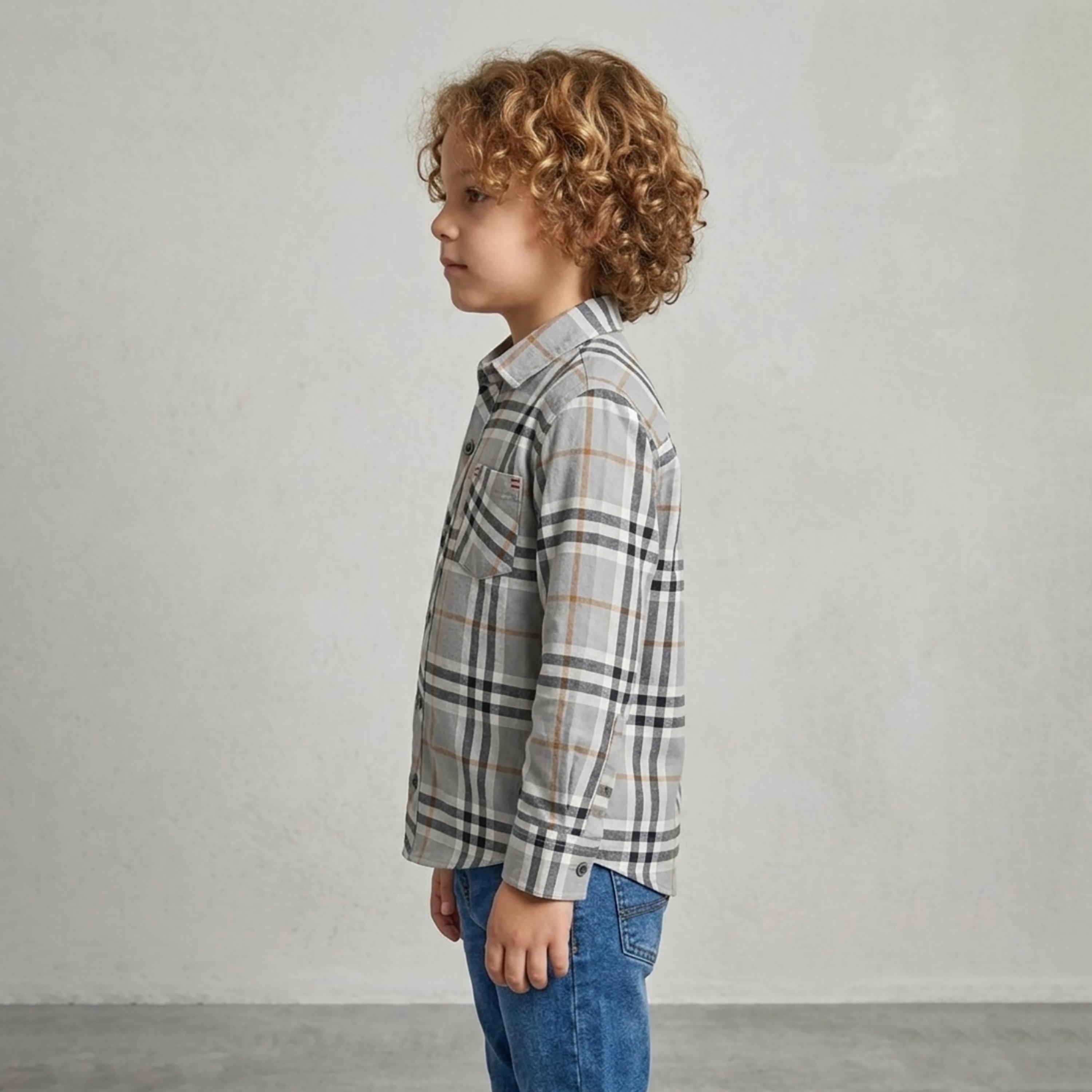 Babyqlo Checked Long Sleeve Pocketed Casual Shirt-boys-clothing-shirts-image-3