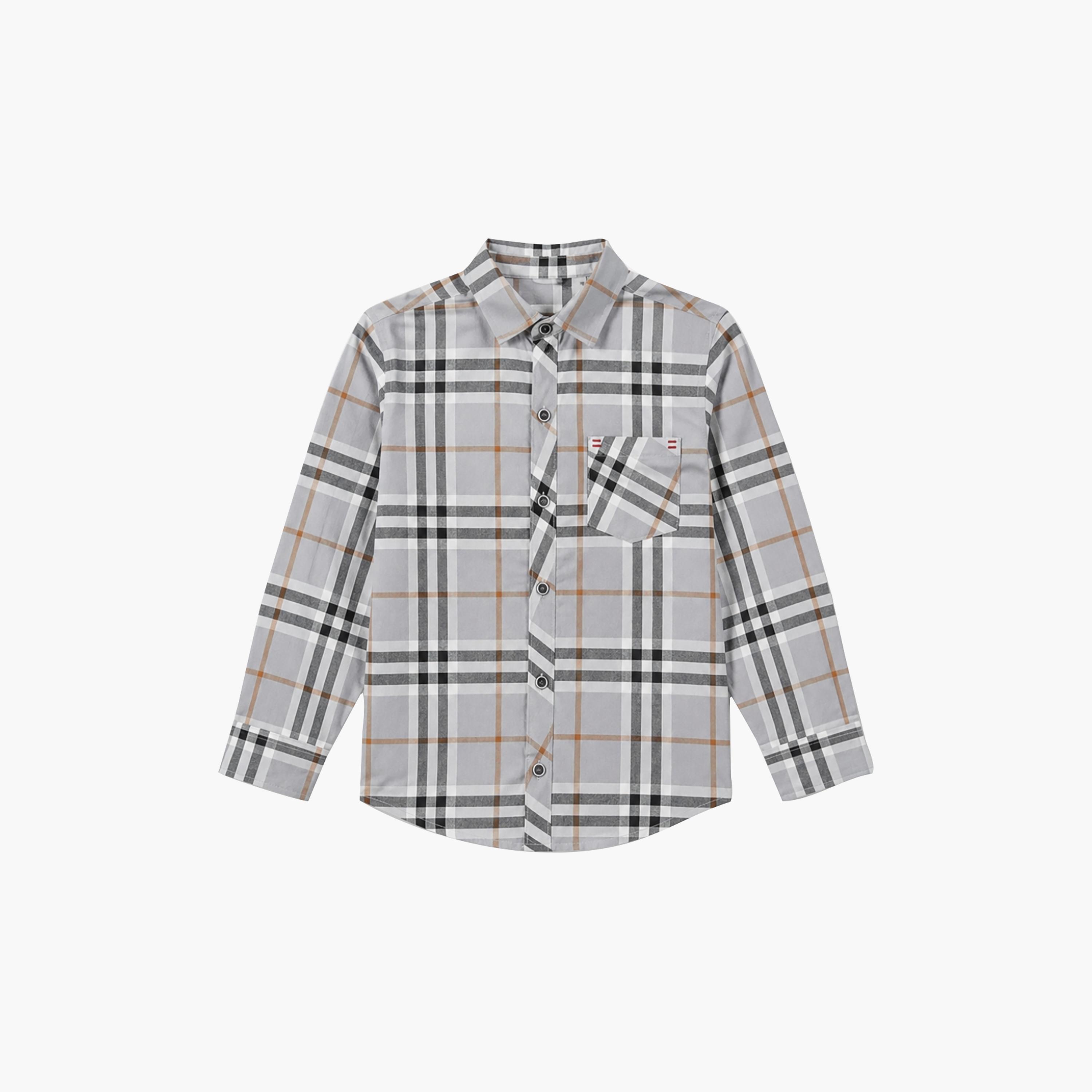 Babyqlo Checked Long Sleeve Pocketed Casual Shirt-boys-clothing-shirts-image-6