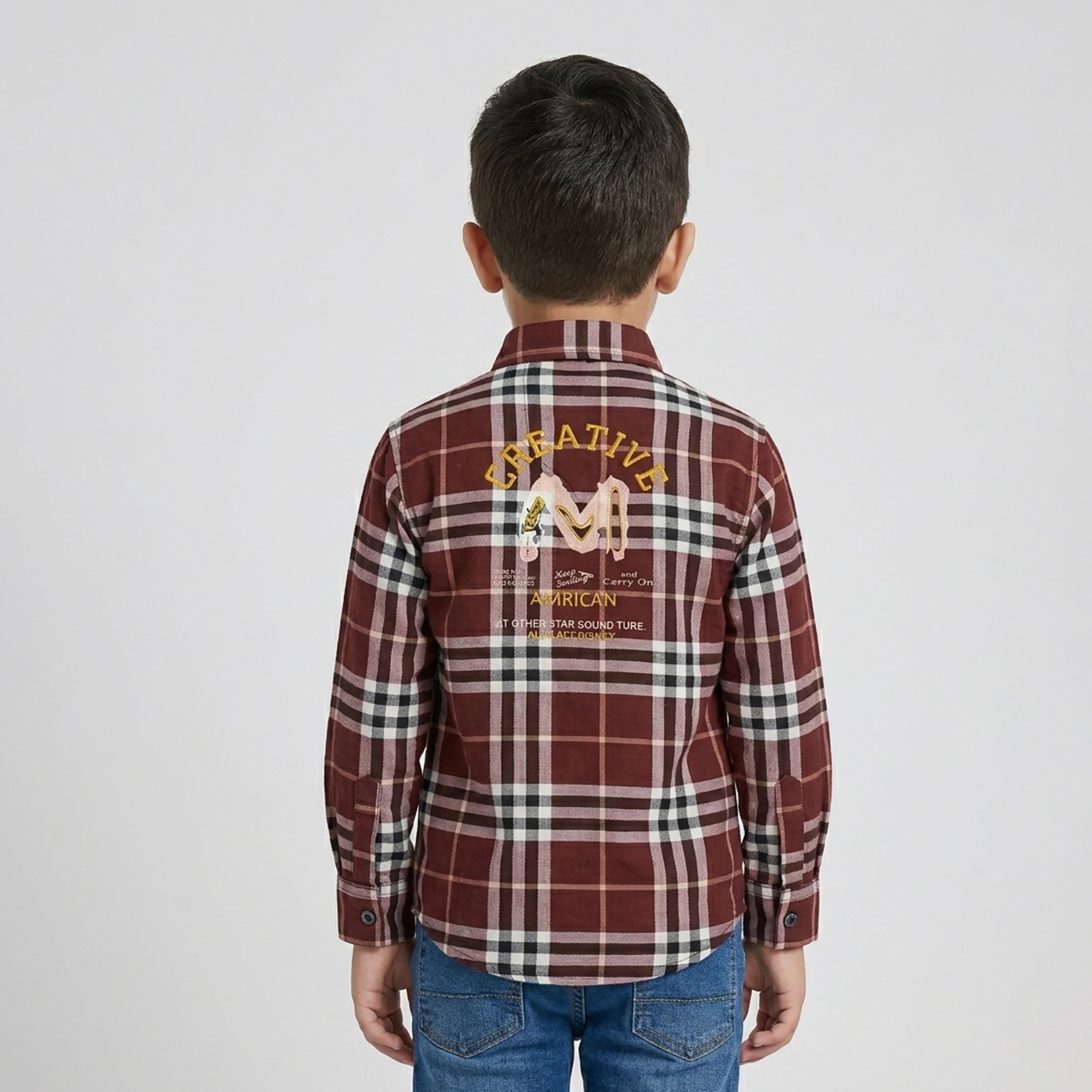 قميص كاجوال بأكمام طويلة وجيب بتصميم كاروهات من بيبي كلو-boys-clothing-shirts-image-2