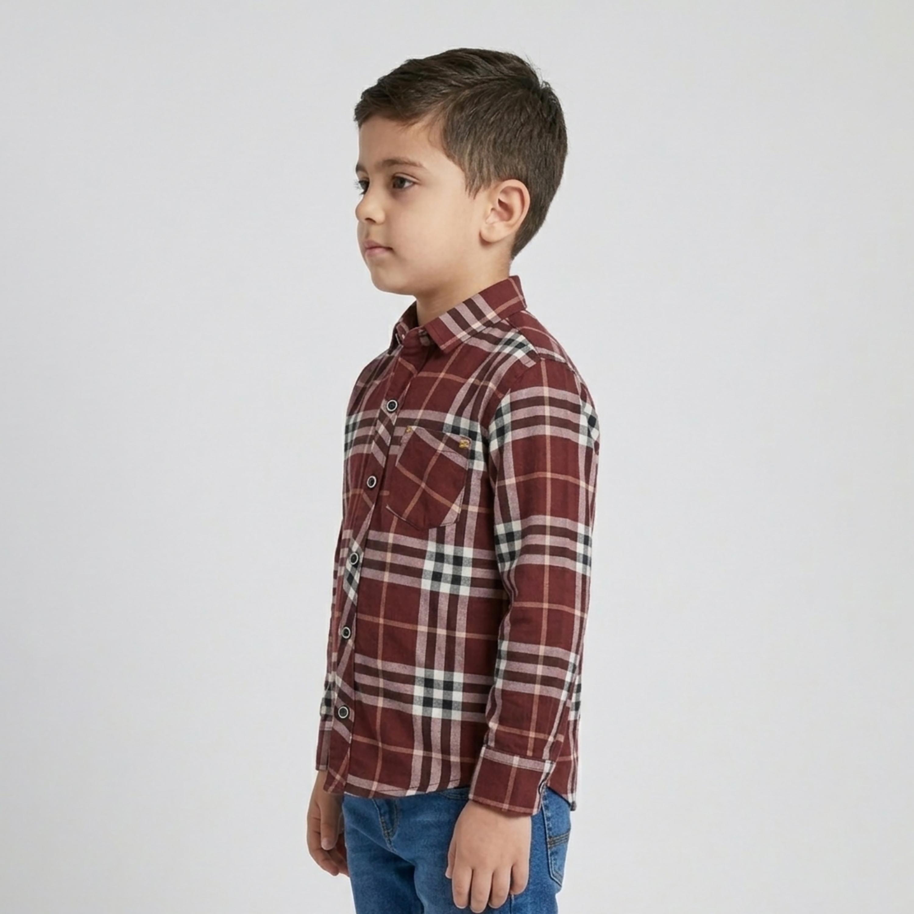 قميص كاجوال بأكمام طويلة وجيب بتصميم كاروهات من بيبي كلو-boys-clothing-shirts-image-3