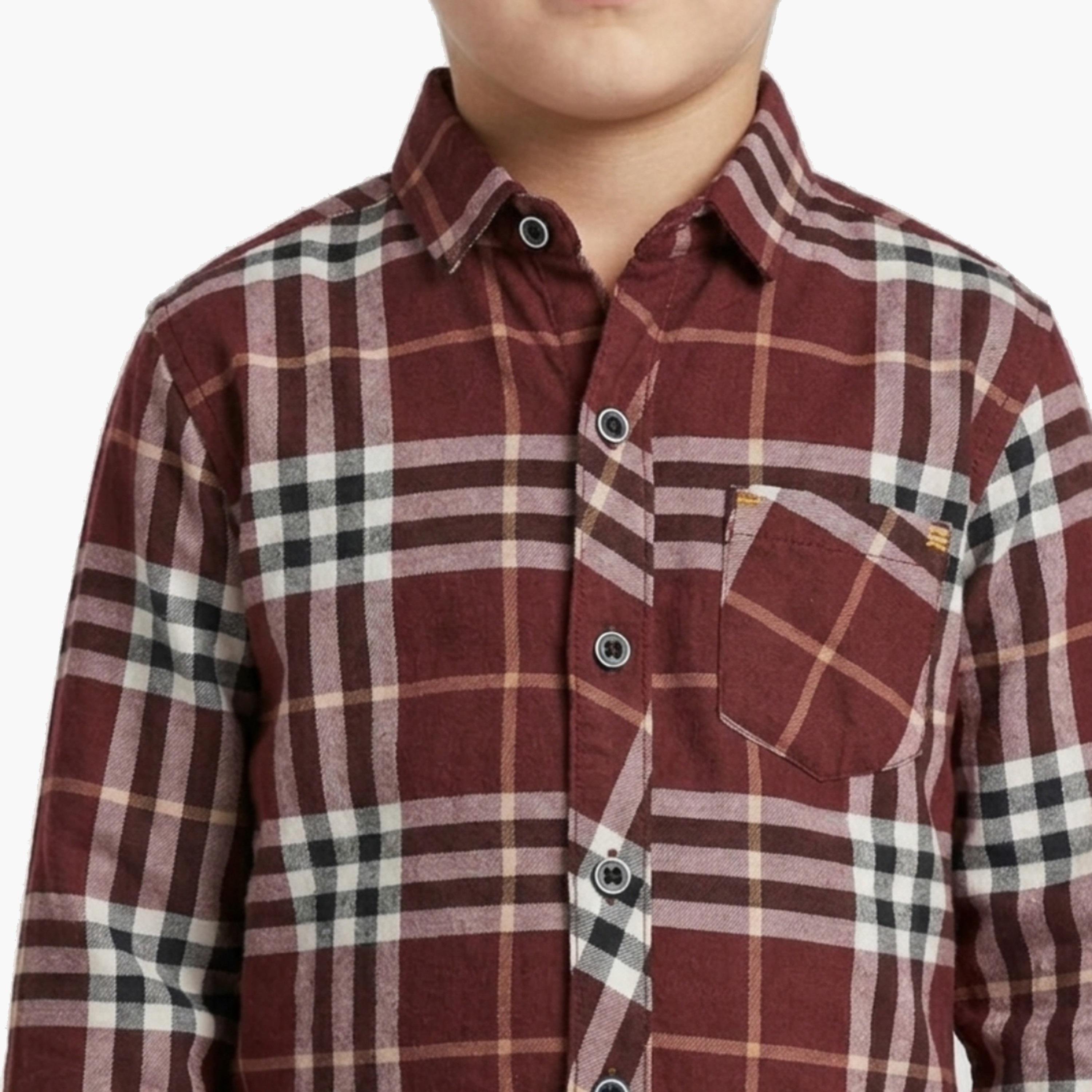 قميص كاجوال بأكمام طويلة وجيب بتصميم كاروهات من بيبي كلو-boys-clothing-shirts-image-5