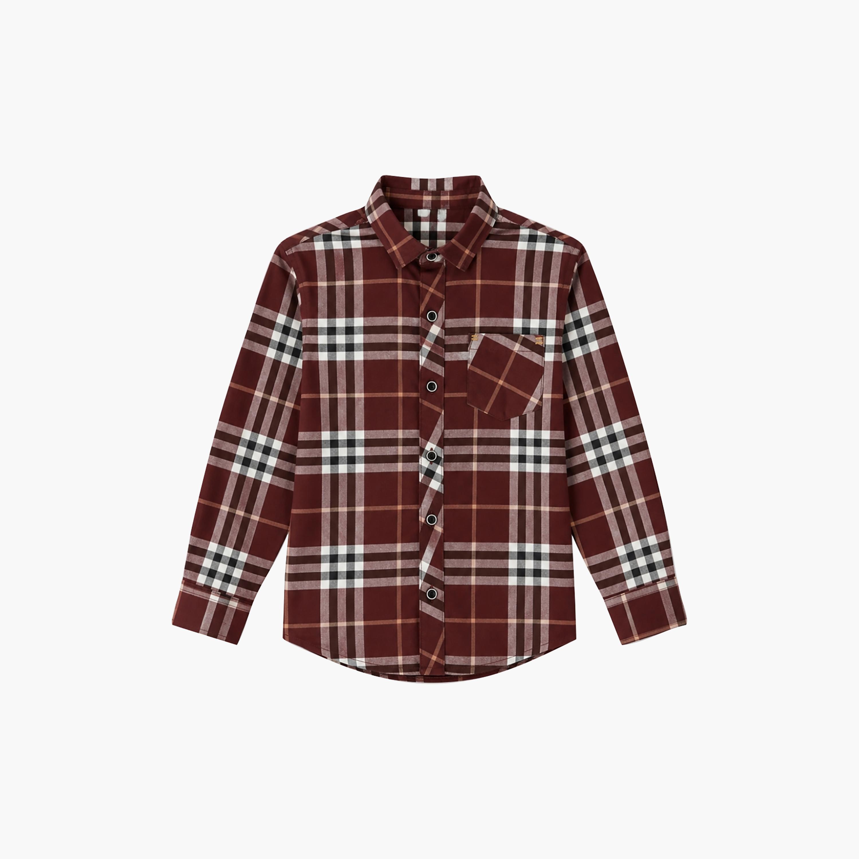 قميص كاجوال بأكمام طويلة وجيب بتصميم كاروهات من بيبي كلو-boys-clothing-shirts-image-6
