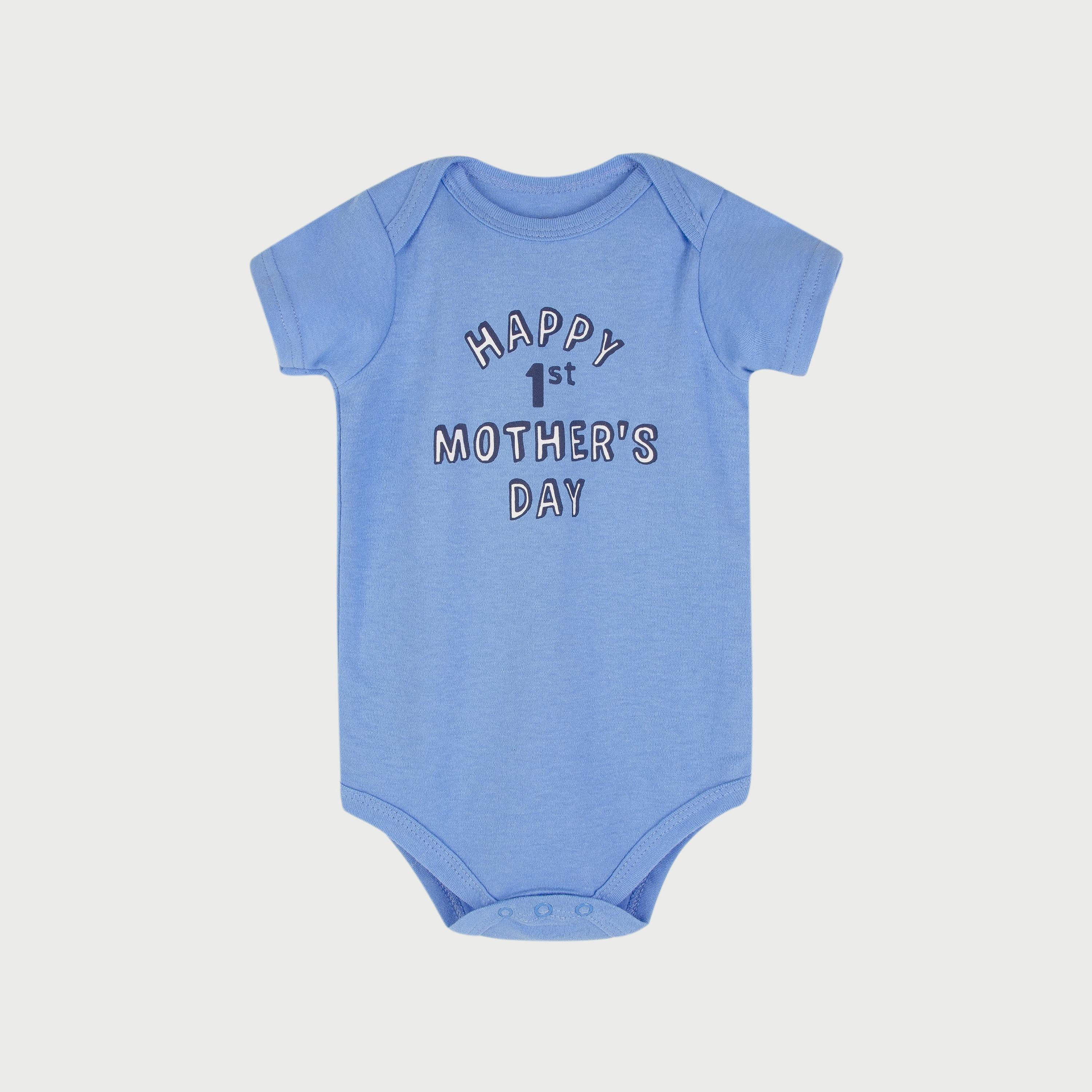 Hudson Baby Bodysuit 3-Piece Set, Short Sleeve, Mummy's Boy-baby-boys-clothing-bodysuits-image-4