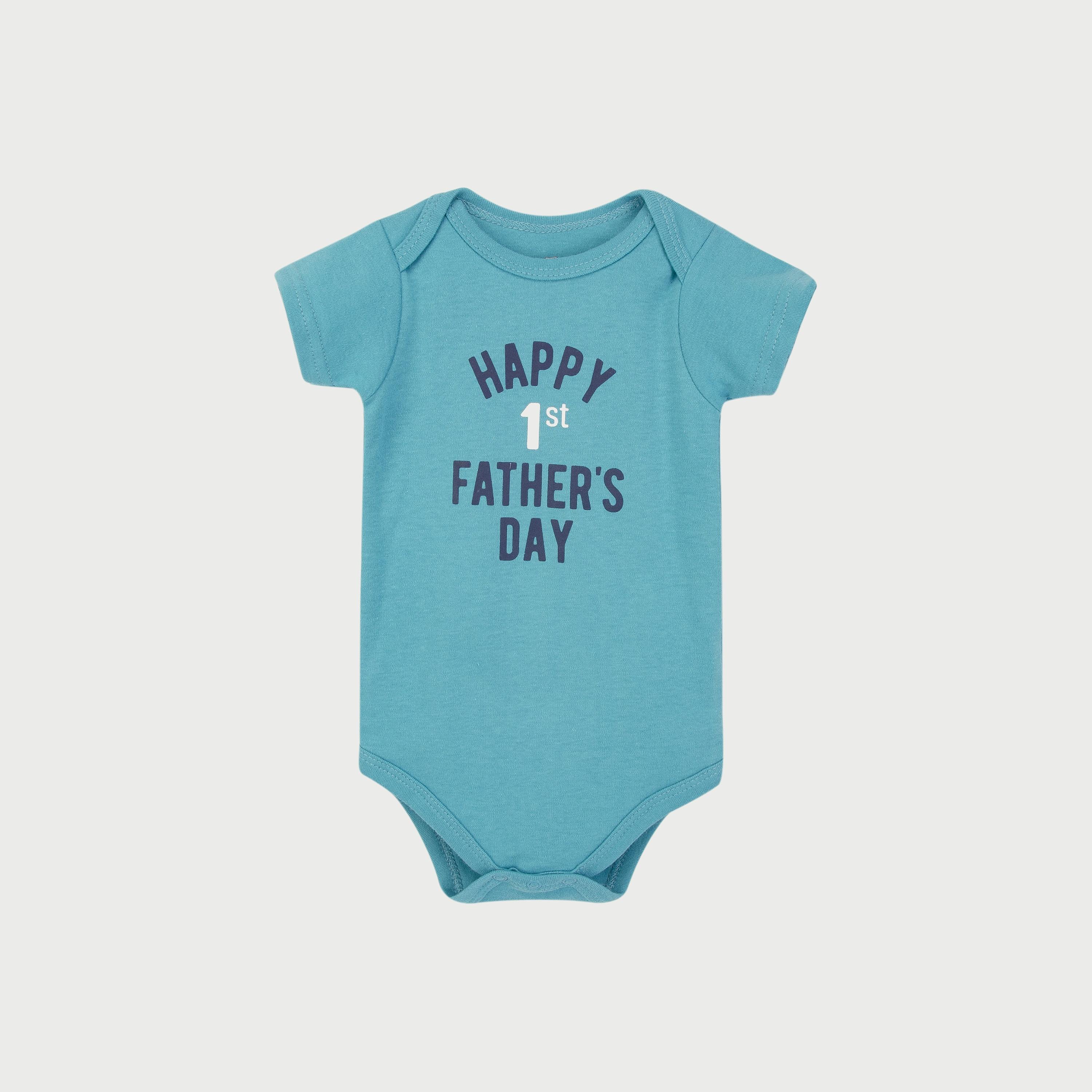 Hudson Baby Bodysuit 3-Piece Set, Short Sleeve, Daddys Boy-baby-boys-clothing-bodysuits-image-3