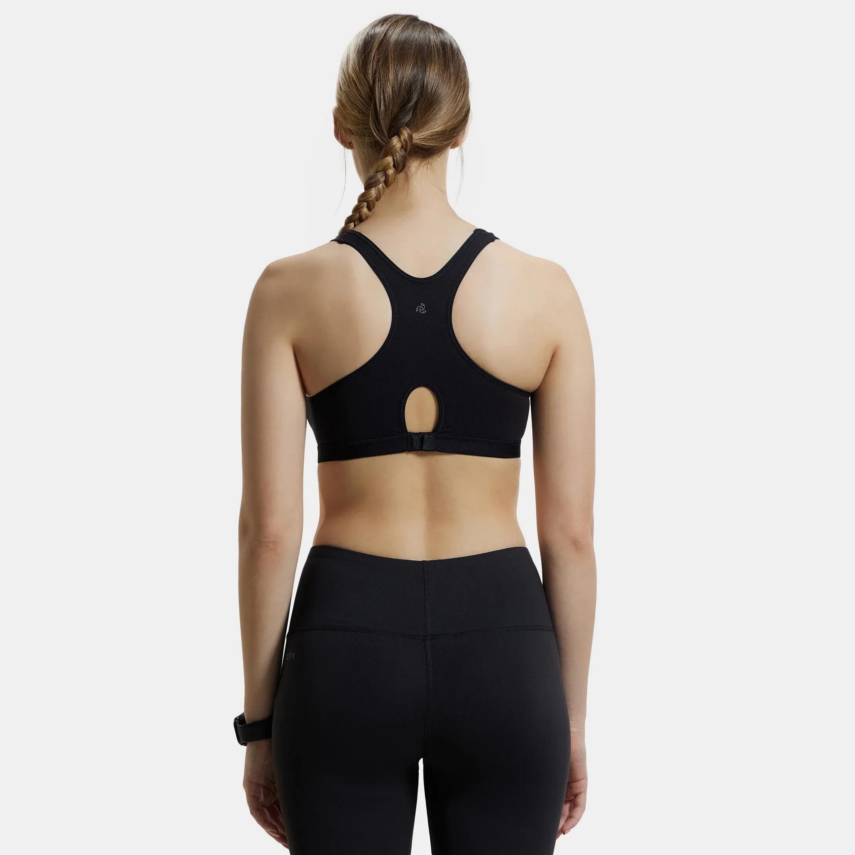 حمالة صدر رياضية نسائية سوداء سادة غير مبطنة بدون أسلاك من جوكي-women-clothing-sportswearandactivewear-sportsbras-image-2