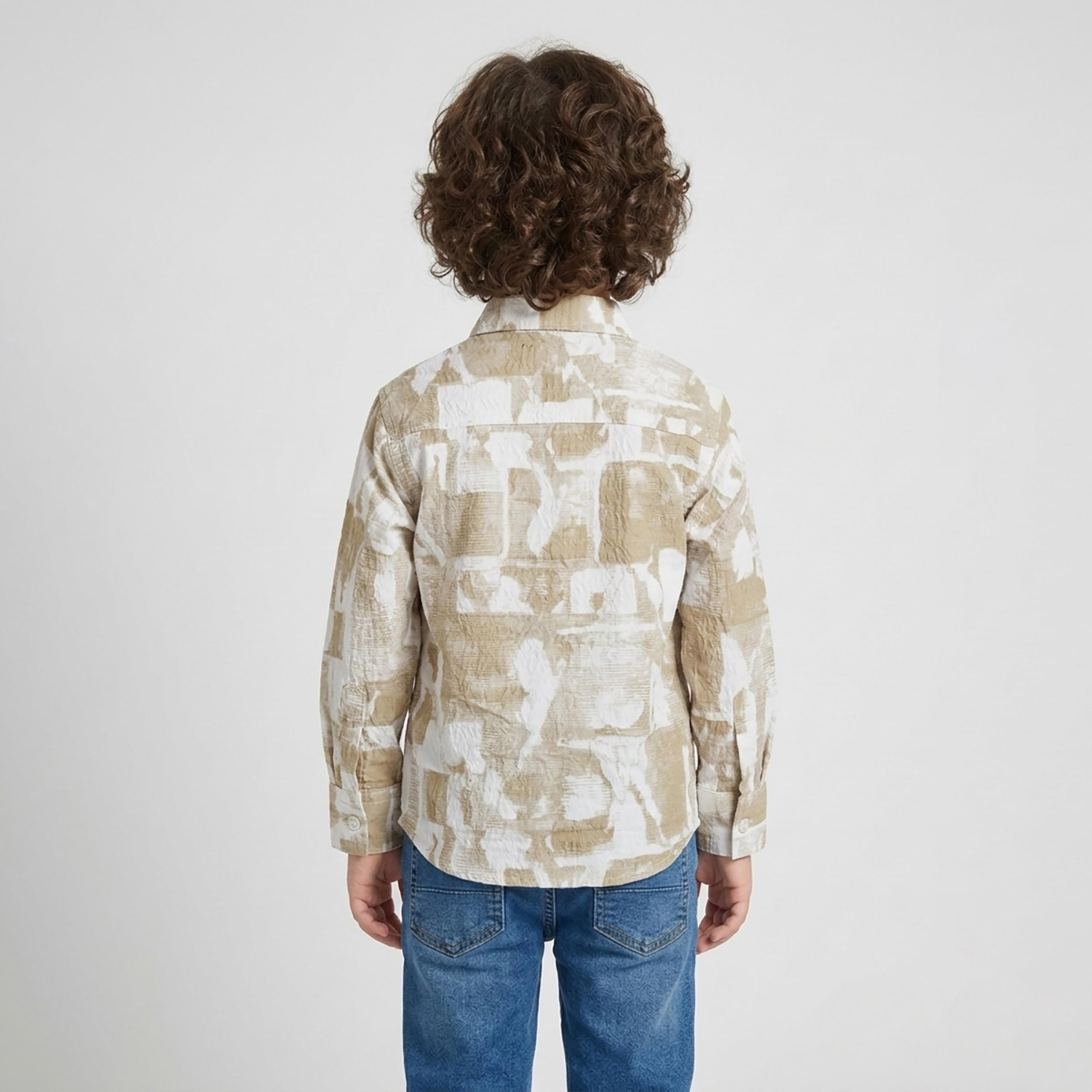 Babyqlo Abstract Print Long Sleeve Pocketed Casual Shirt-boys-clothing-shirts-image-2