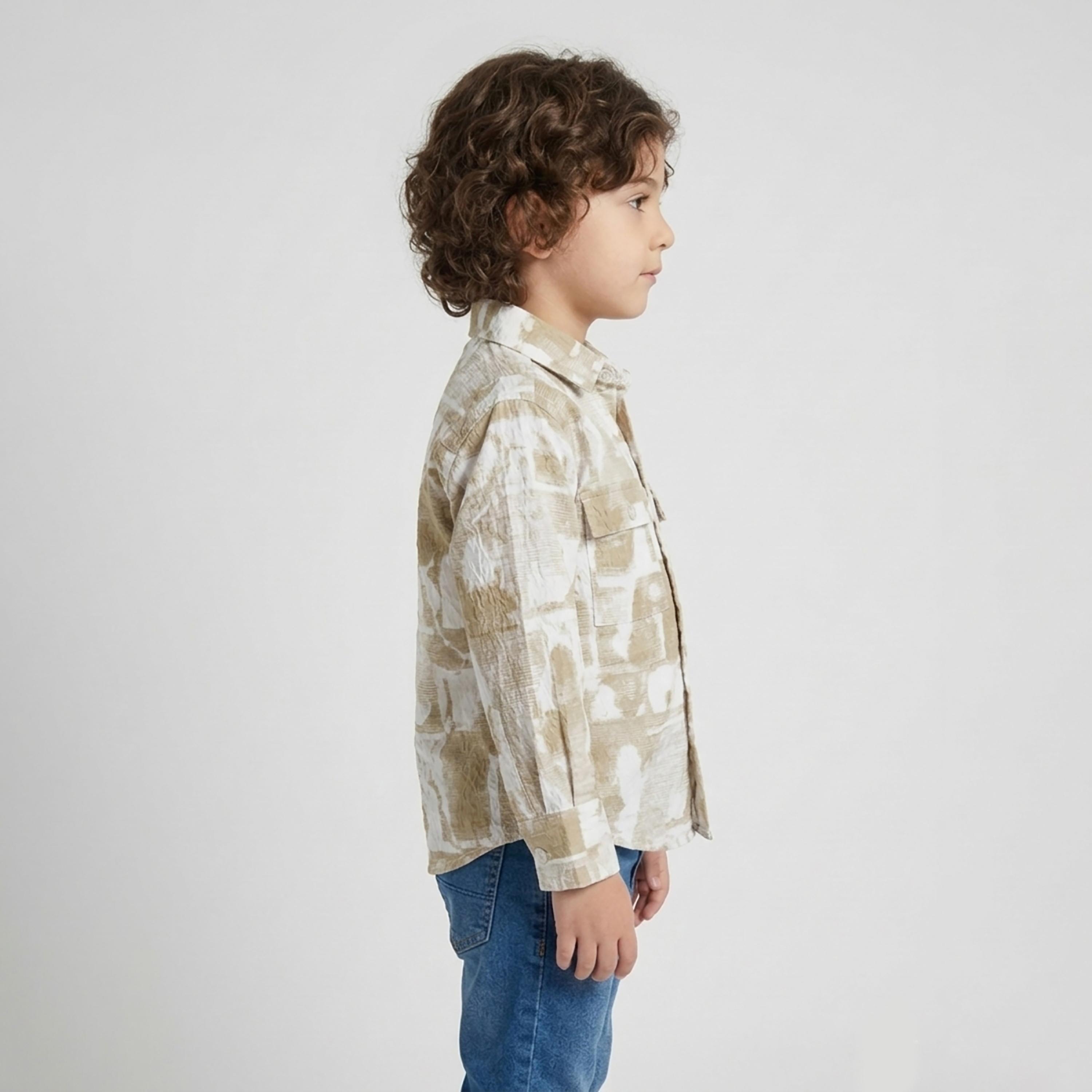 Babyqlo Abstract Print Long Sleeve Pocketed Casual Shirt-boys-clothing-shirts-image-3