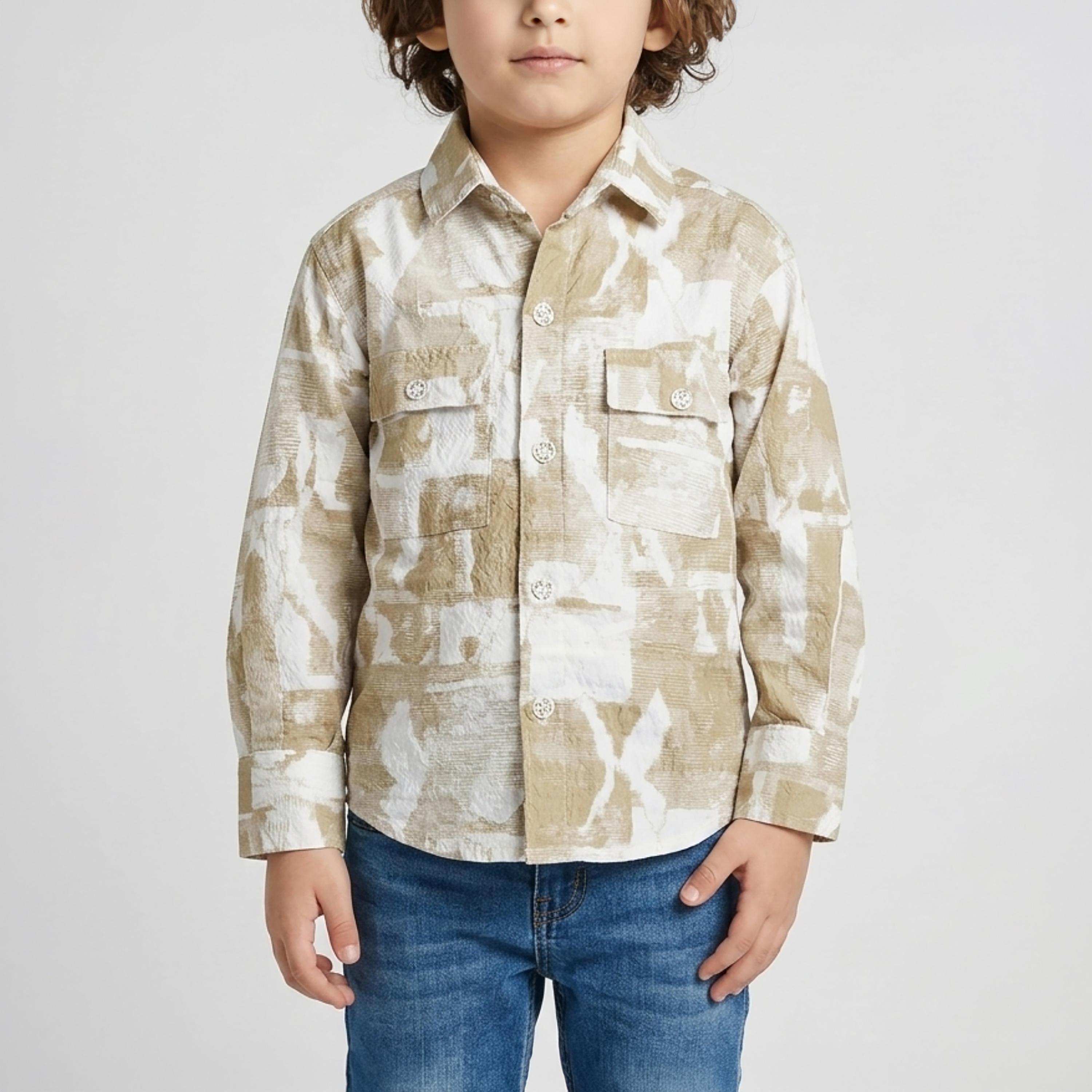 Babyqlo Abstract Print Long Sleeve Pocketed Casual Shirt-boys-clothing-shirts-image-5
