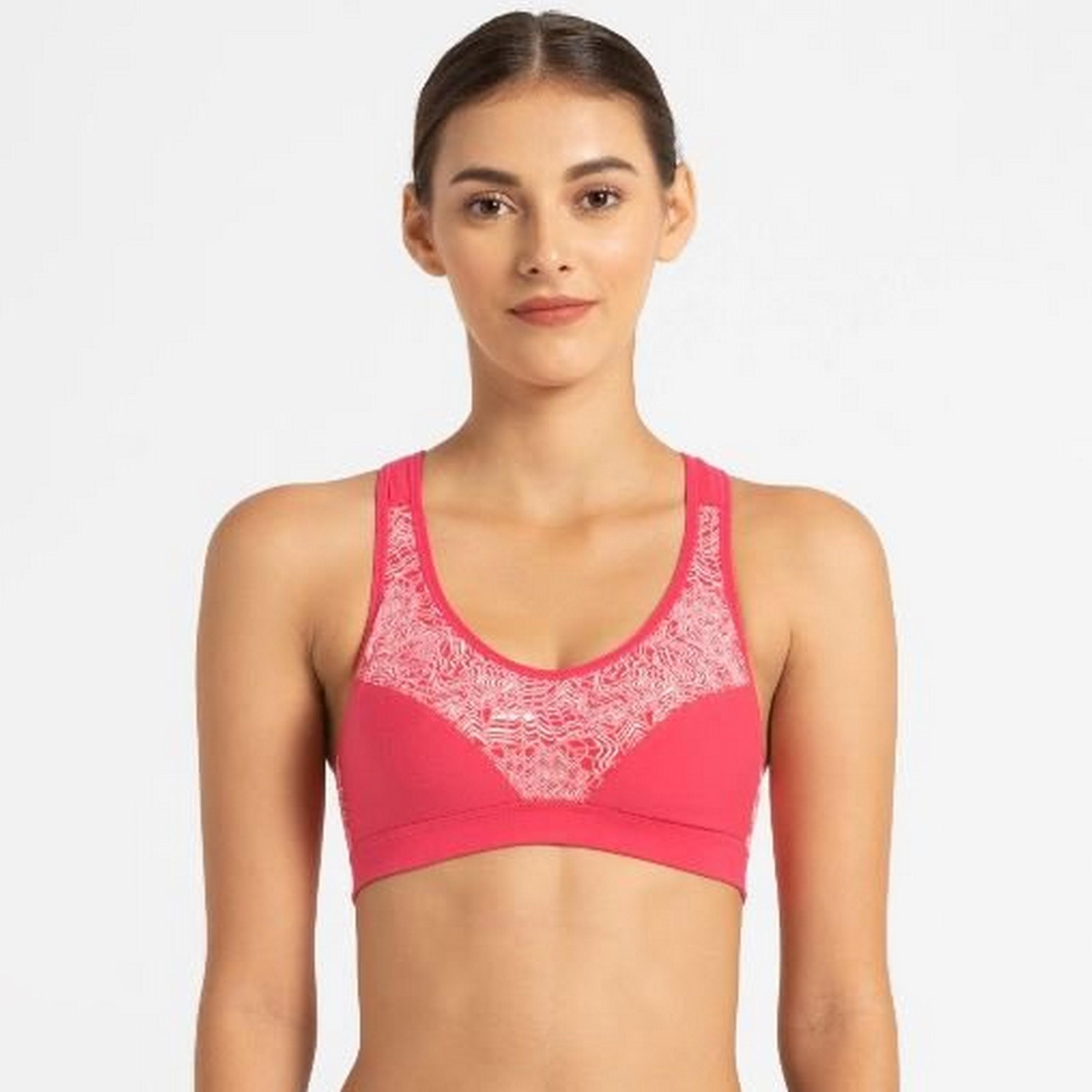 Jockey Pink Colourblocked Non-Padded Non-Wired Women's Sports Bra-women-clothing-sportswearandactivewear-sportsbras-image-1
