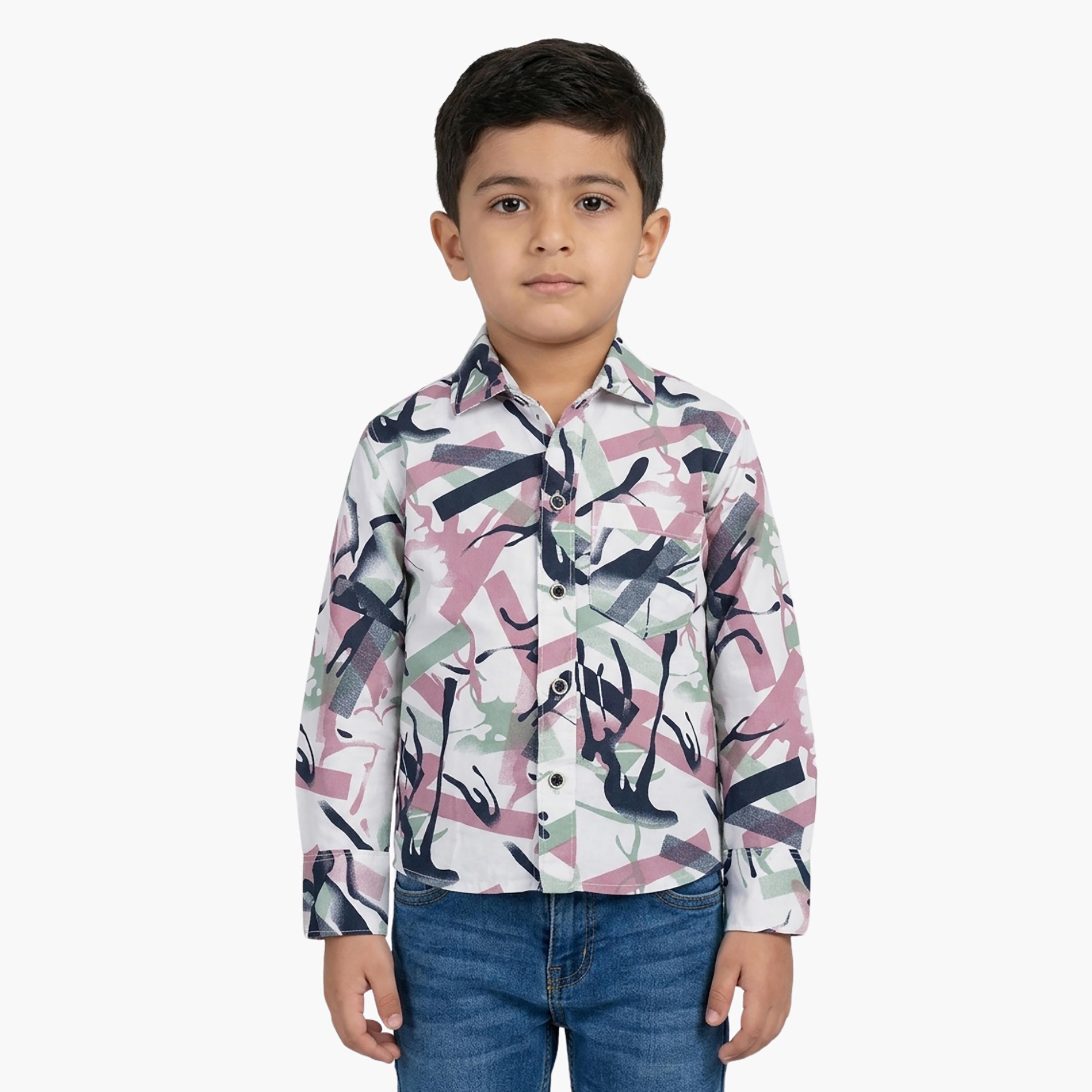 Babyqlo Abstract Long Sleeves Casual Shirt-boys-clothing-shirts-image-1