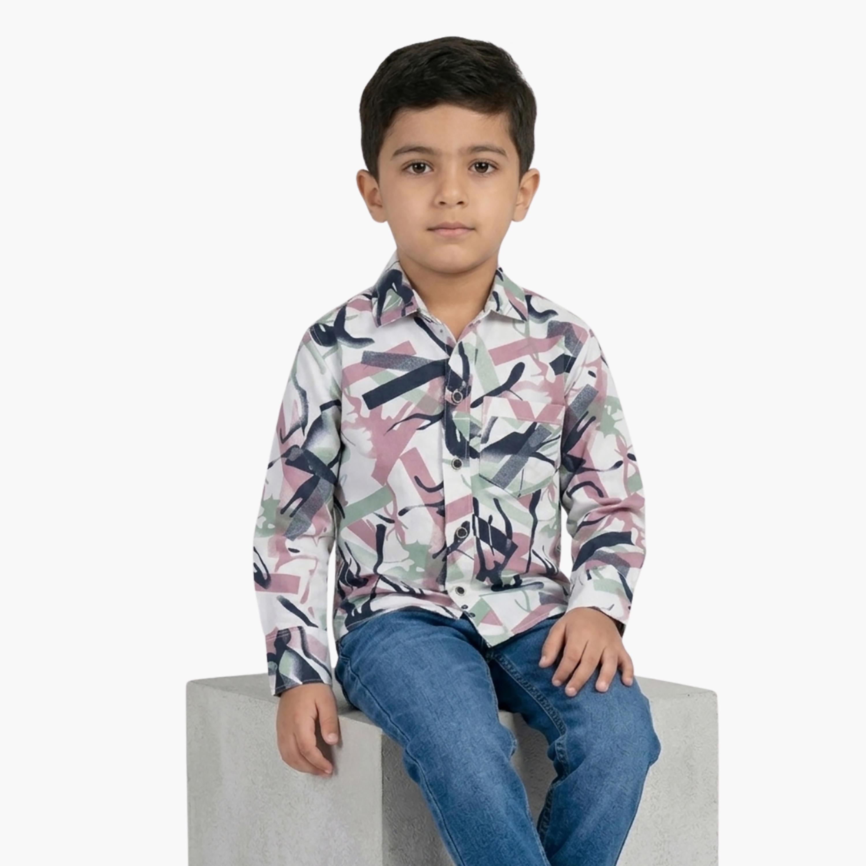 Babyqlo Abstract Long Sleeves Casual Shirt-boys-clothing-shirts-image-4