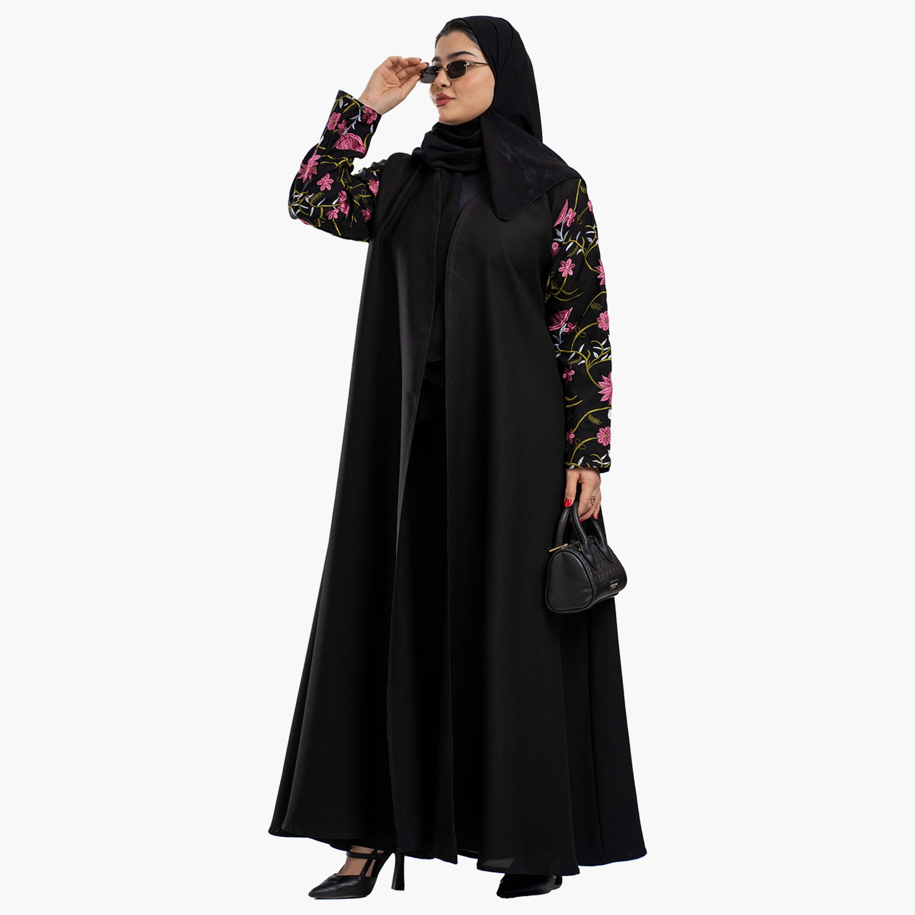 Zahiyh Embroidered Classic Abaya with Hijab-women-arabicclothing-abayas-image-4