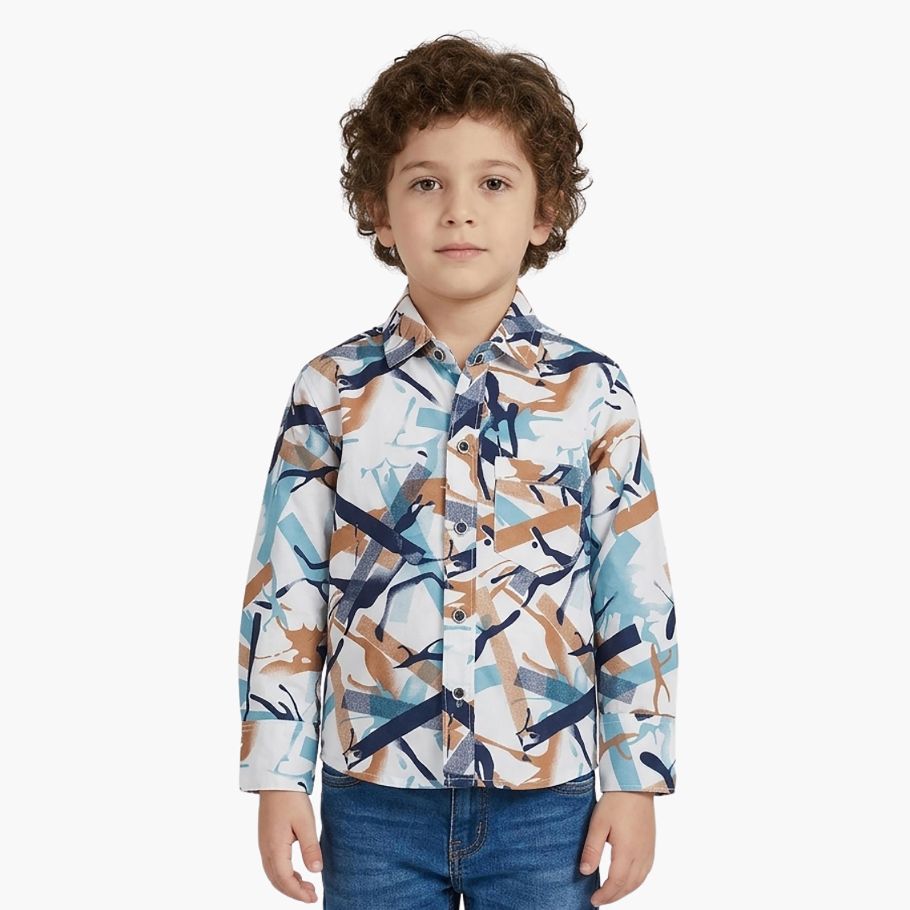 Babyqlo Abstract Long Sleeves Casual Shirt-boys-clothing-shirts-image-1