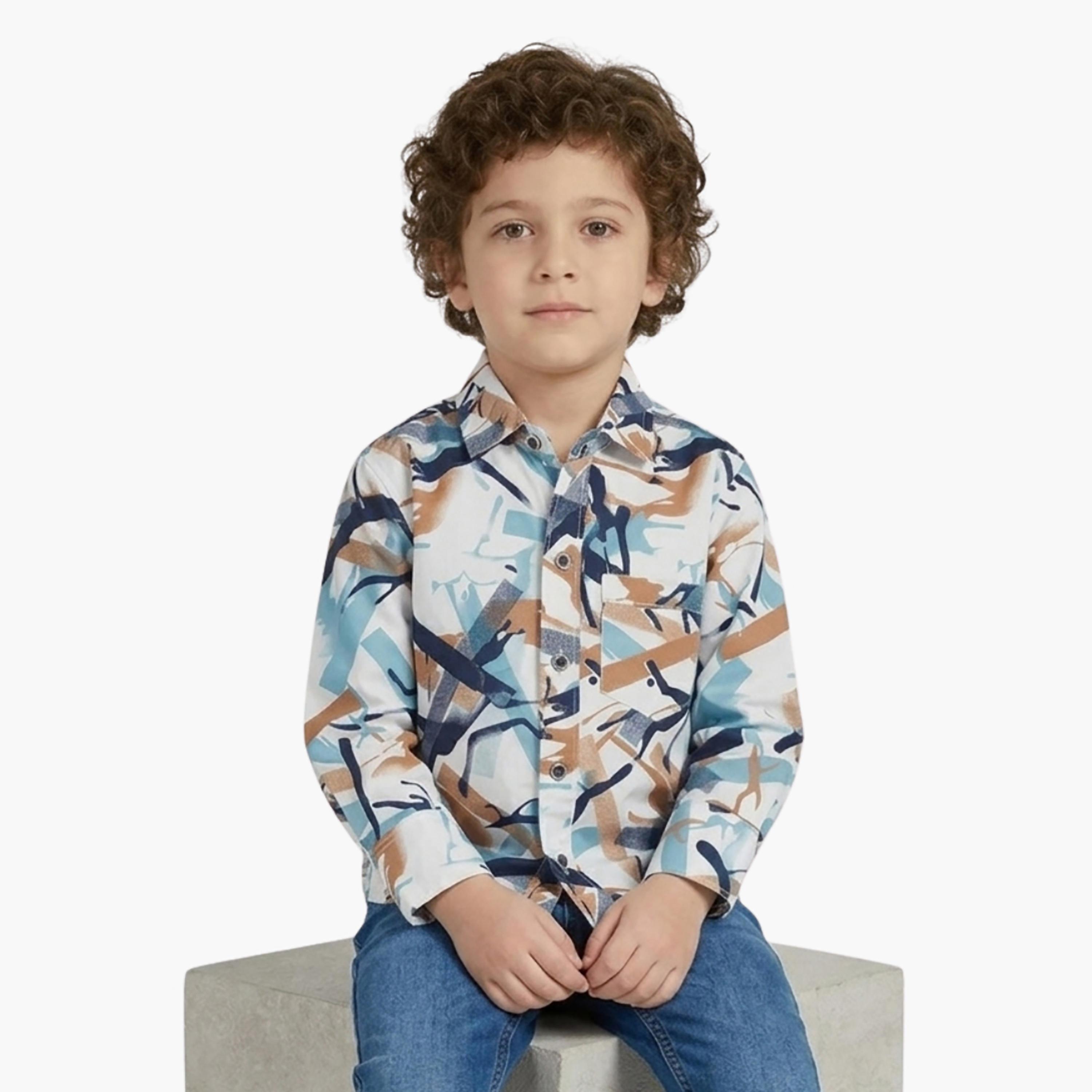 Babyqlo Abstract Long Sleeves Casual Shirt-boys-clothing-shirts-image-4