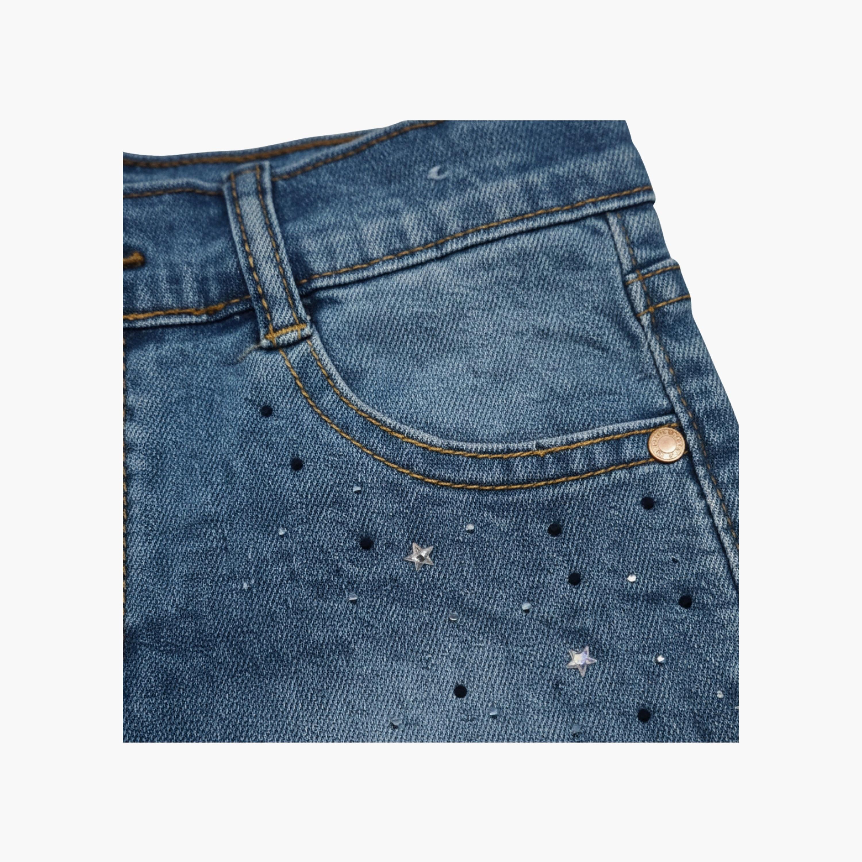 Babyqlo Embellished Adjustable Waist Denim Shorts-girls-clothing-bottoms-shorts-image-4