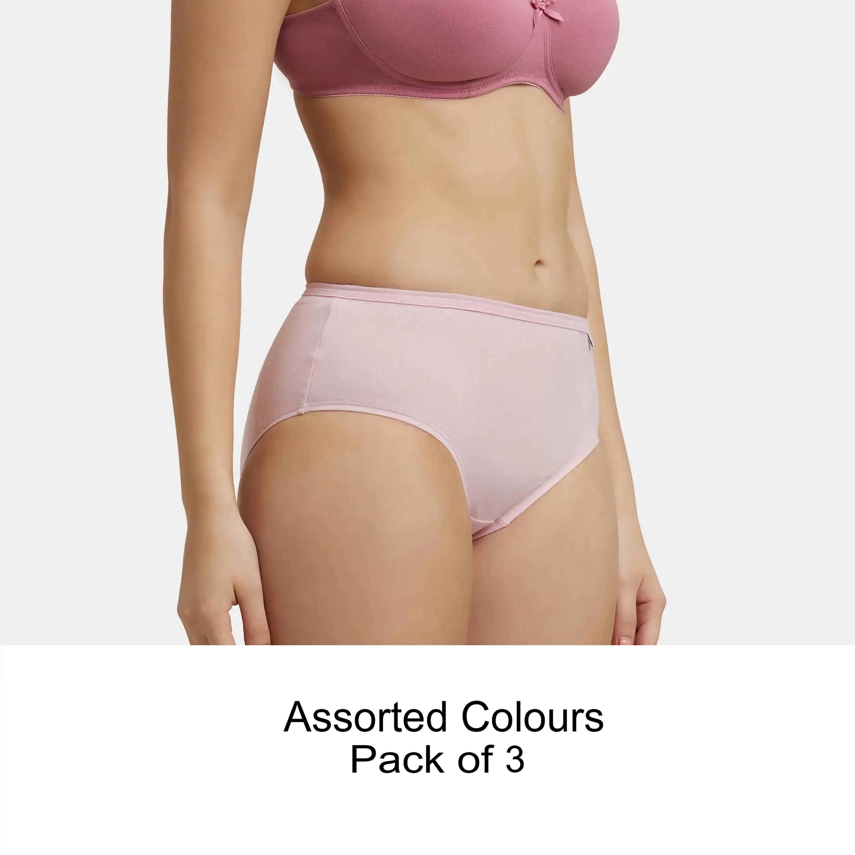 مجموعة متنوعة من 3 سراويل داخلية نسائية مريحة من القطن سادة من جوكي-women-clothing-lingerie-panties-image-1