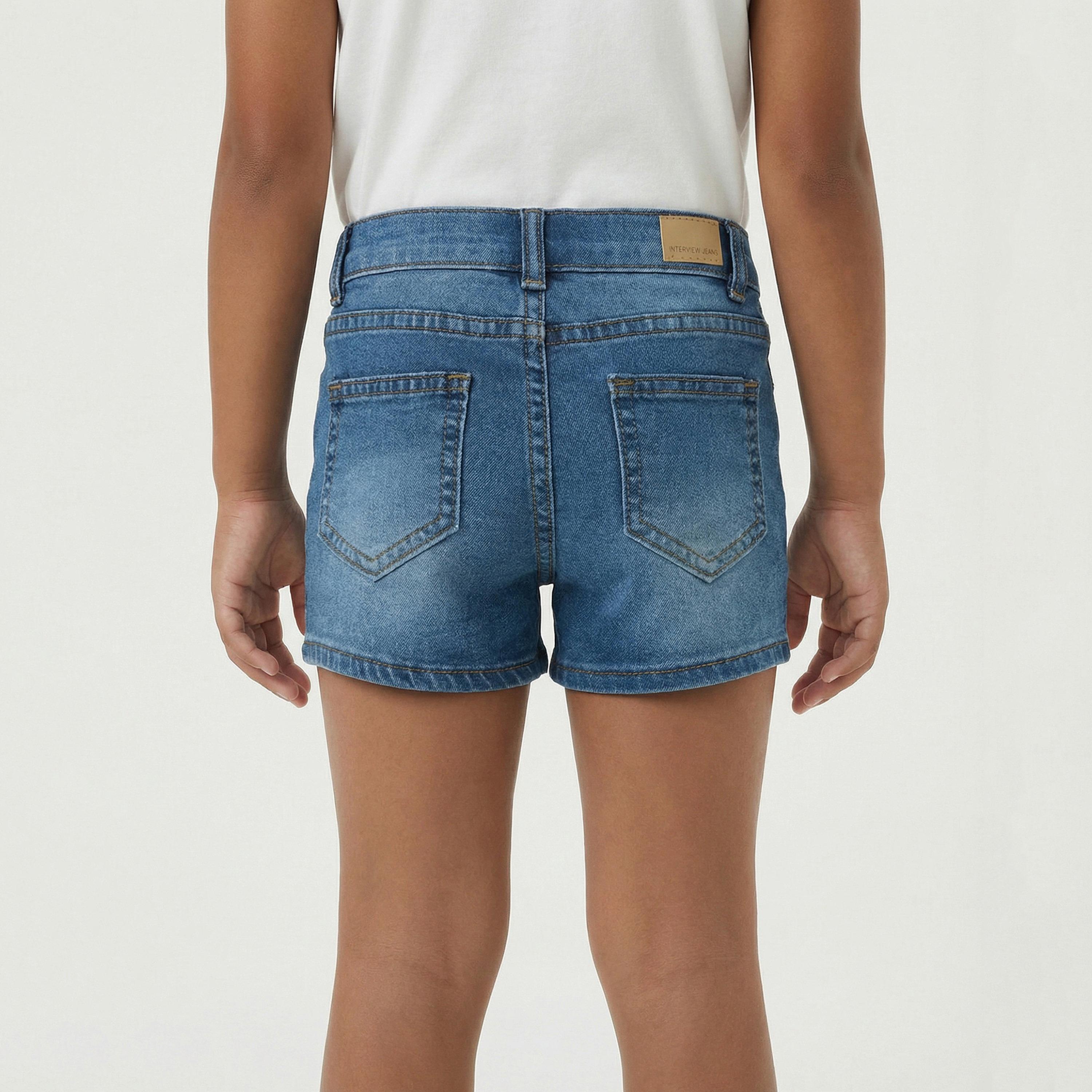 Babyqlo Heart Printed Adjustable Waist Denim Shorts-girls-clothing-bottoms-shorts-image-2