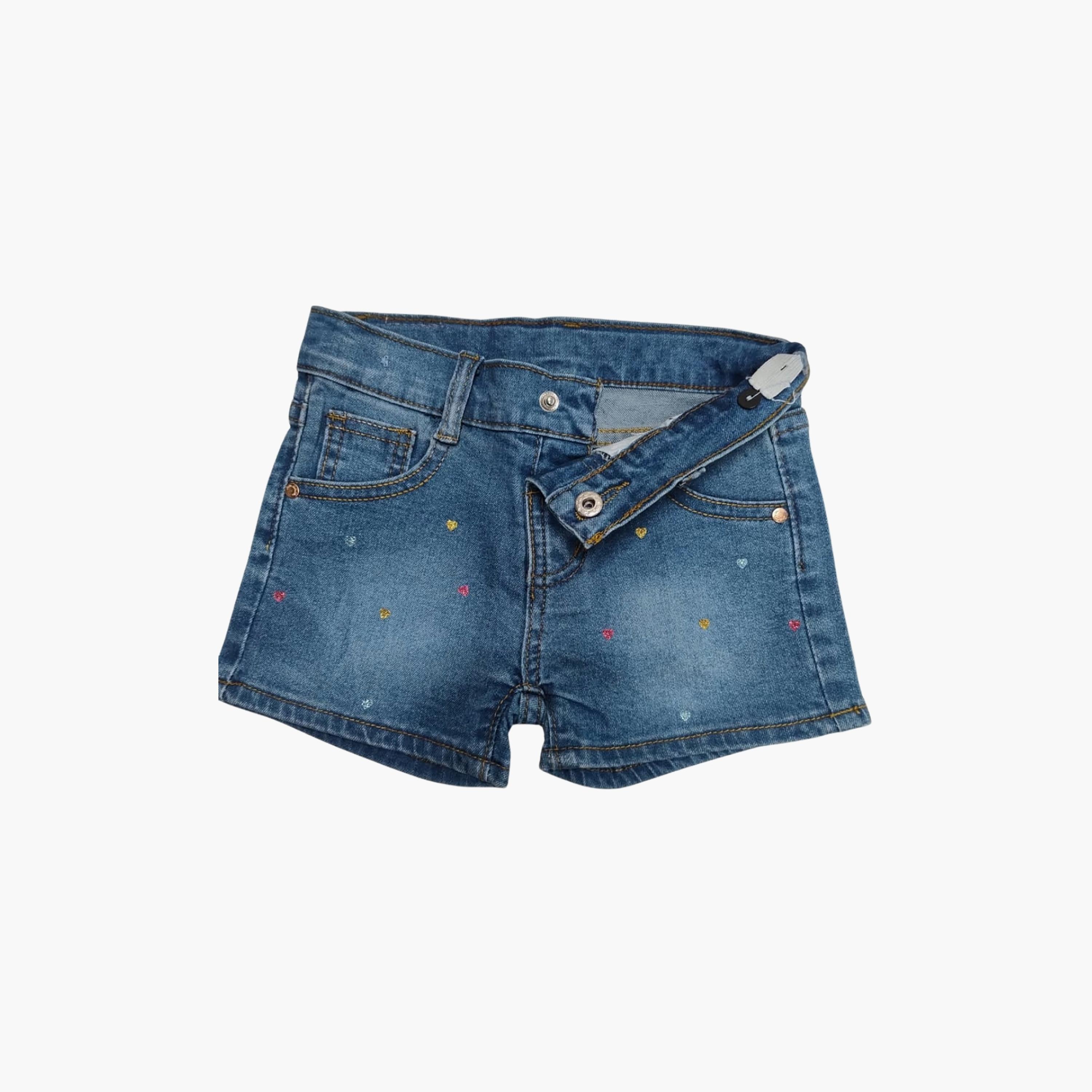 Babyqlo Heart Printed Adjustable Waist Denim Shorts-girls-clothing-bottoms-shorts-image-3