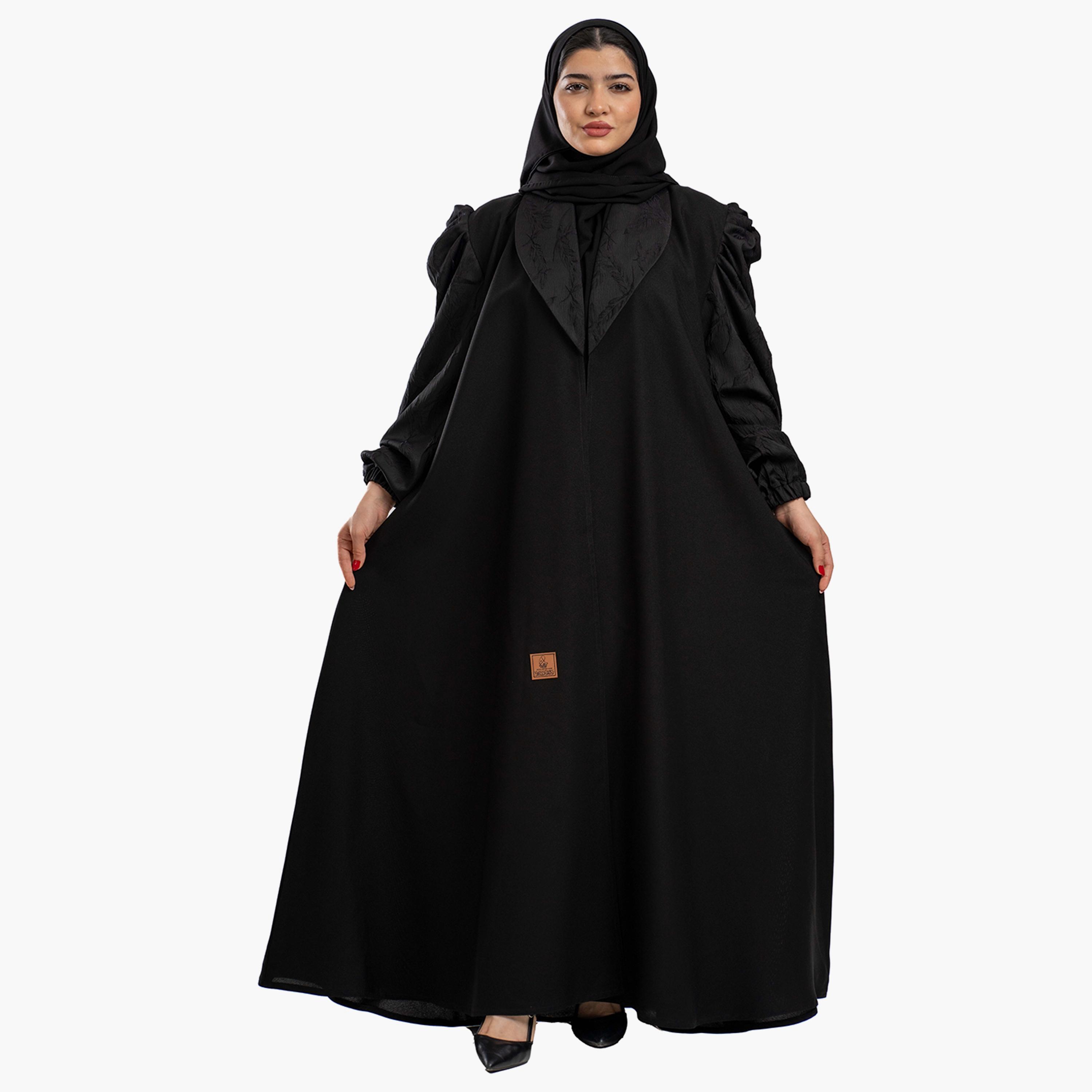Zahiyh Embroidered Classic Abaya with Hijab-women-arabicclothing-abayas-image-1