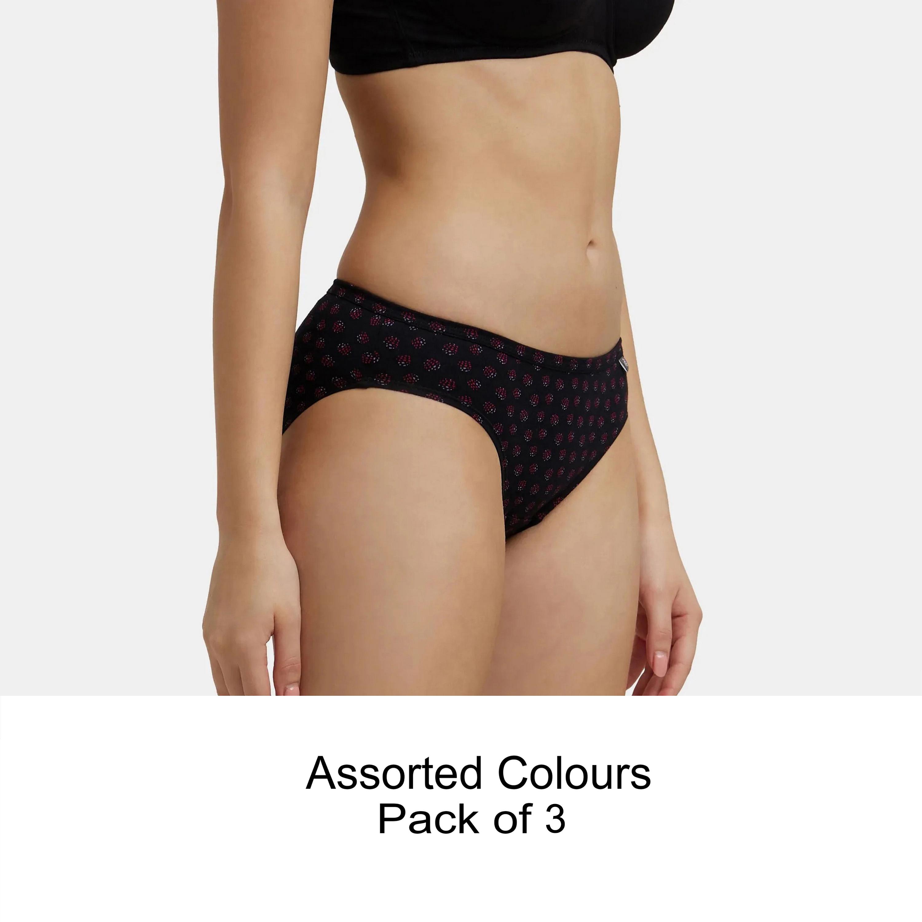 Jockey Assorted Pack of 3 Multicolour Simple Comfort Printed Cotton Women's Briefs Panty-women-clothing-lingerie-panties-image-1