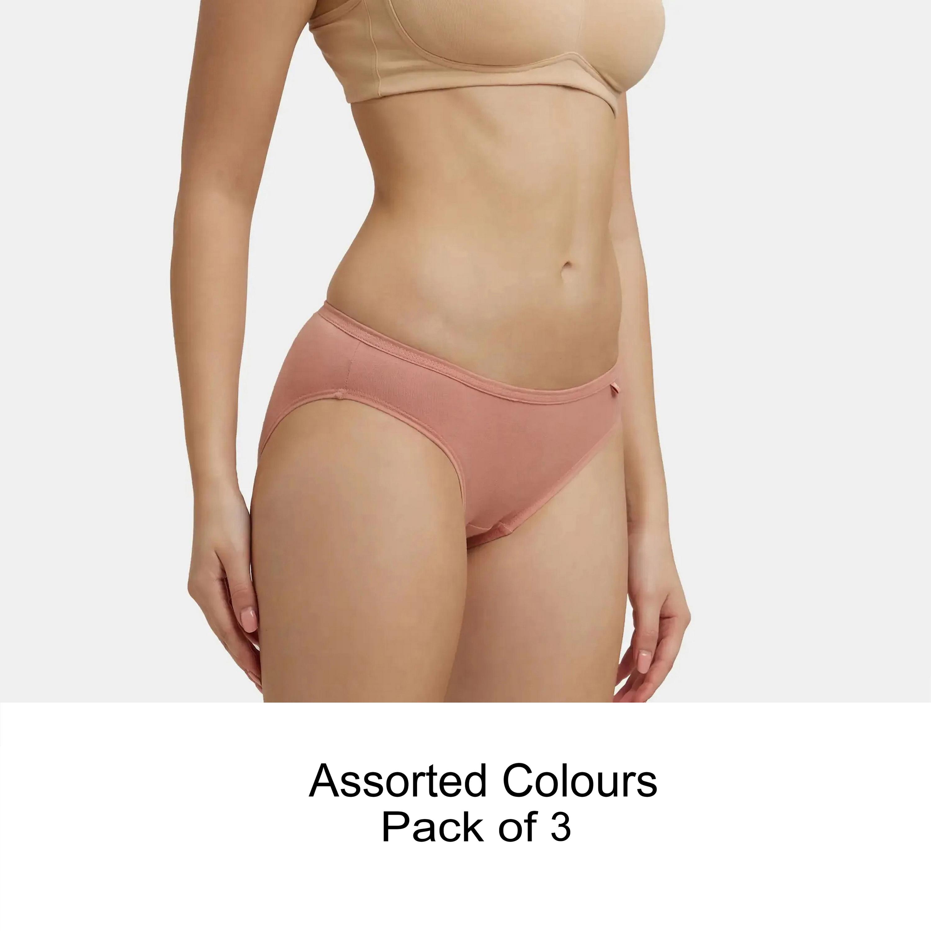 Jockey Assorted Pack of 3 Simple Comfort Plain Cotton Women's Briefs Panty-women-clothing-lingerie-panties-image-1