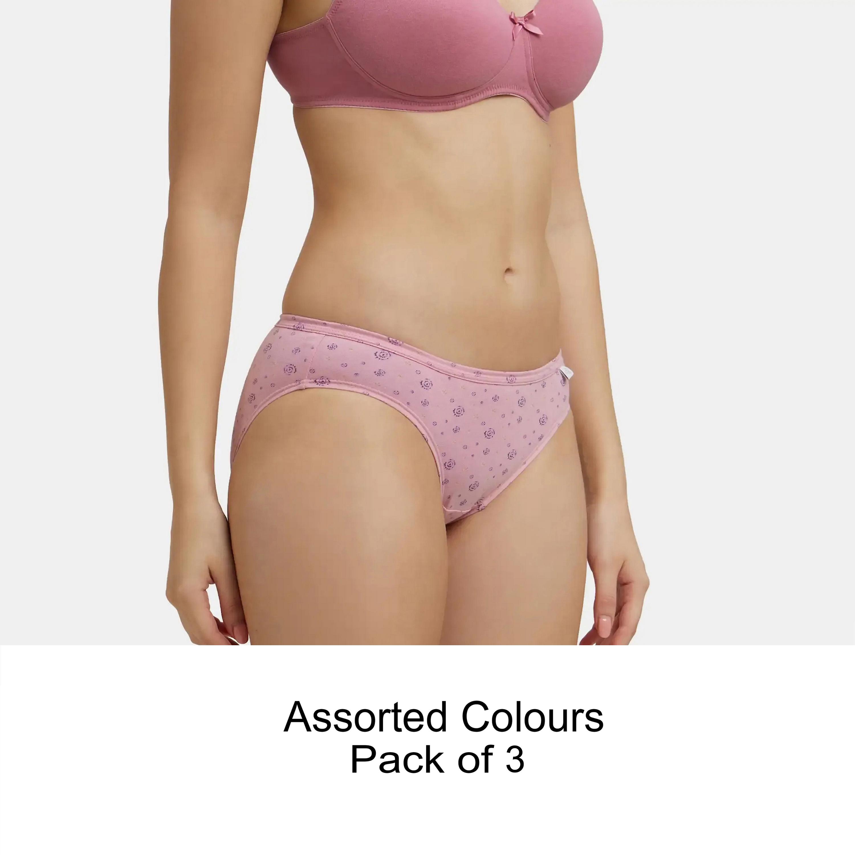 Jockey Assorted Pack of 3 Multicolour Simple Comfort Printed Cotton Women's Briefs Panty-women-clothing-lingerie-panties-image-1