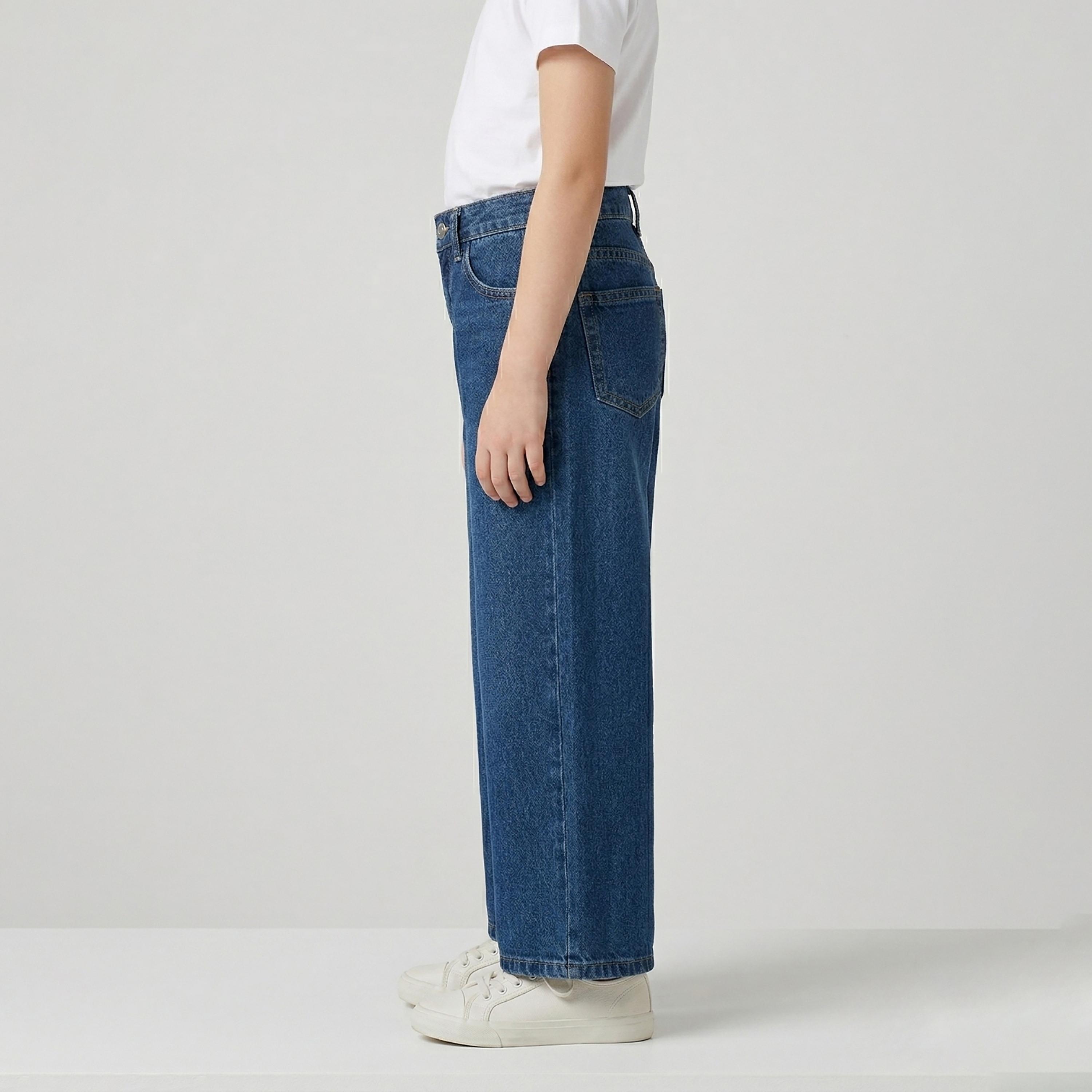 Babyqlo Embellished Adjustable Waist Wide-Leg Jeans-girls-clothing-bottoms-jeansandjeggings-image-3