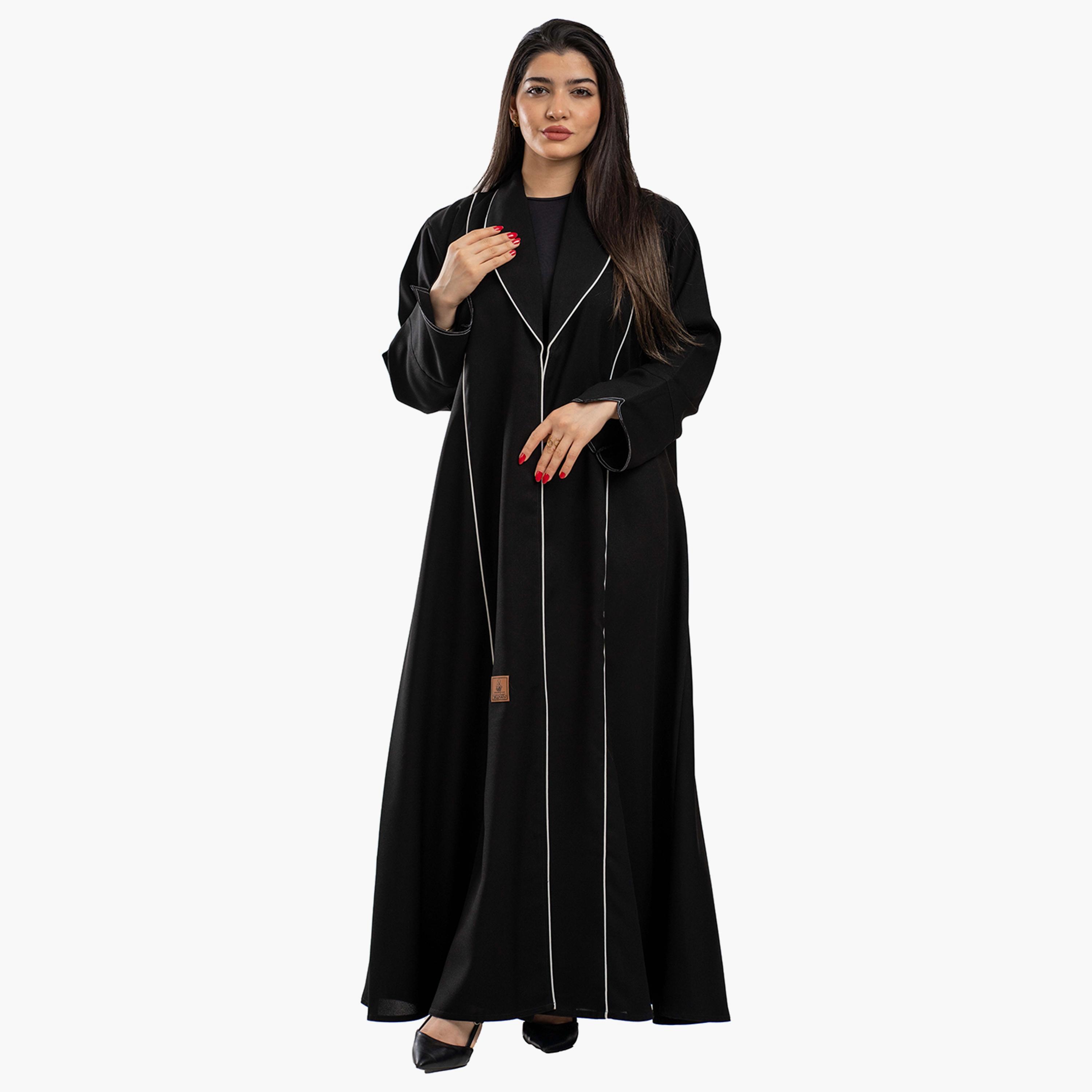 Zahiyh Piping Detail Classic Abaya with Hijab-women-arabicclothing-abayas-image-3