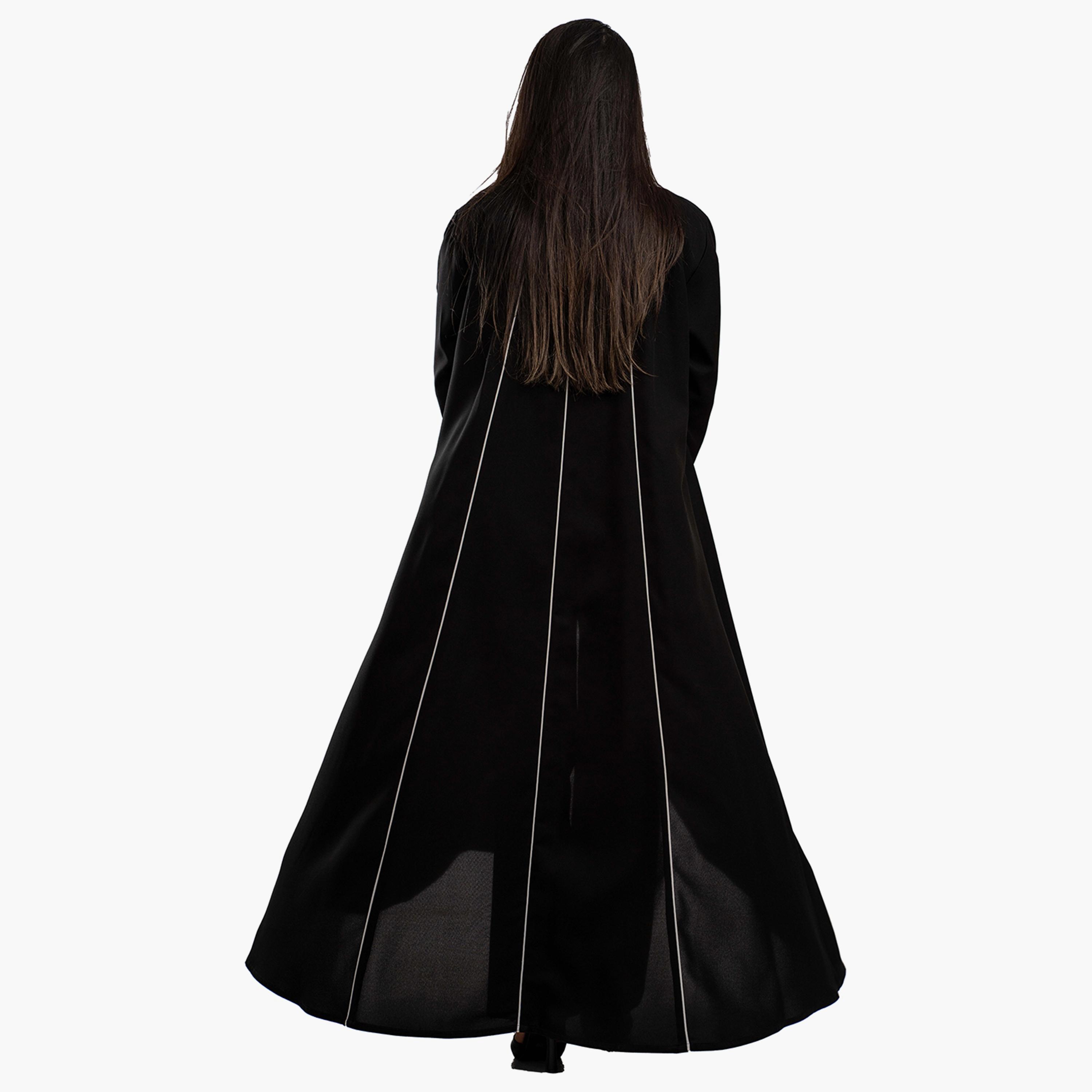 Zahiyh Piping Detail Classic Abaya with Hijab-women-arabicclothing-abayas-image-4