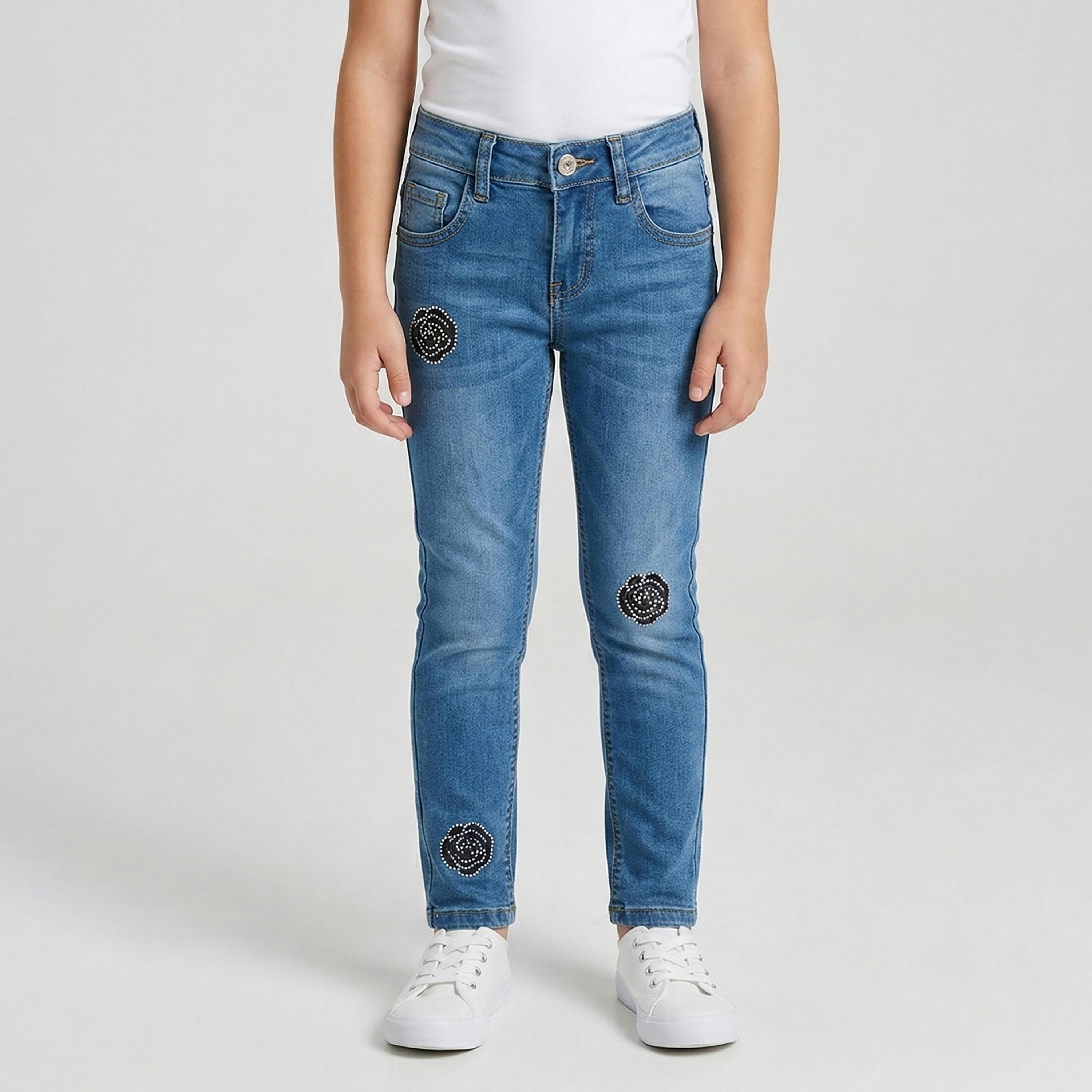 Babyqlo Embellished Adjustable Waist Skinny Jeans-girls-clothing-bottoms-jeansandjeggings-image-1