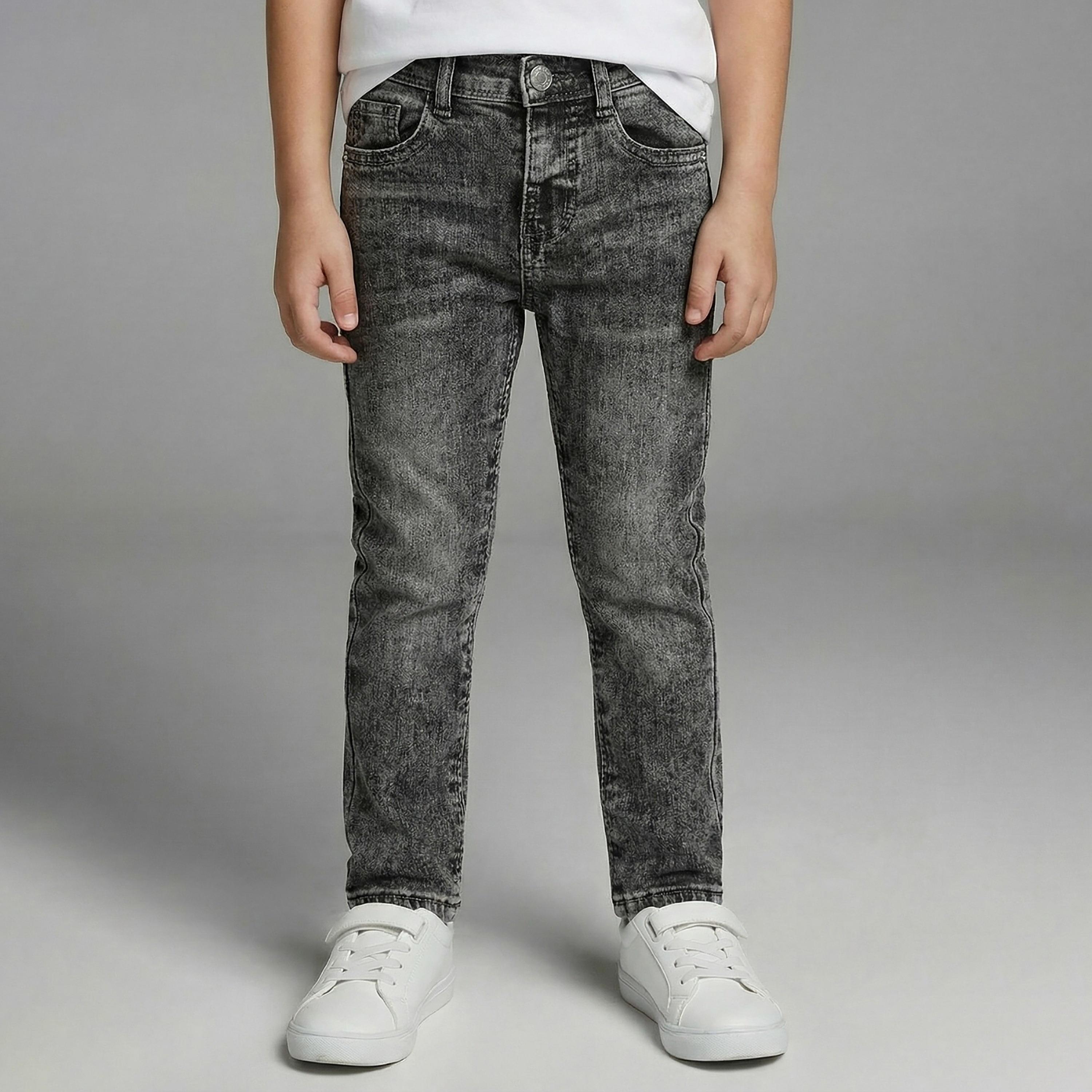 Babyqlo Solid Adjustable Waist Slim Jeans-boys-clothing-bottoms-jeans-image-1