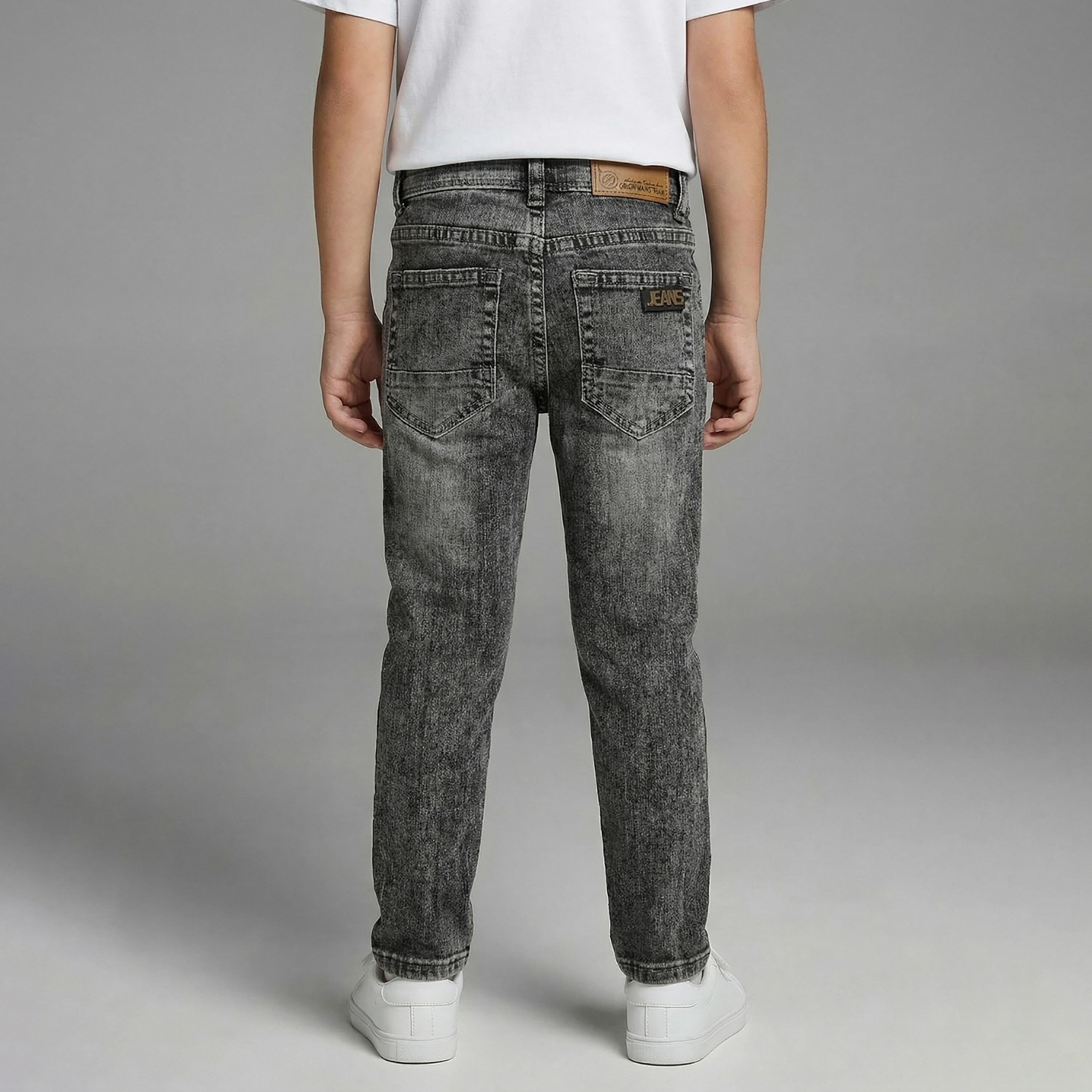 Babyqlo Solid Adjustable Waist Slim Jeans-boys-clothing-bottoms-jeans-image-2