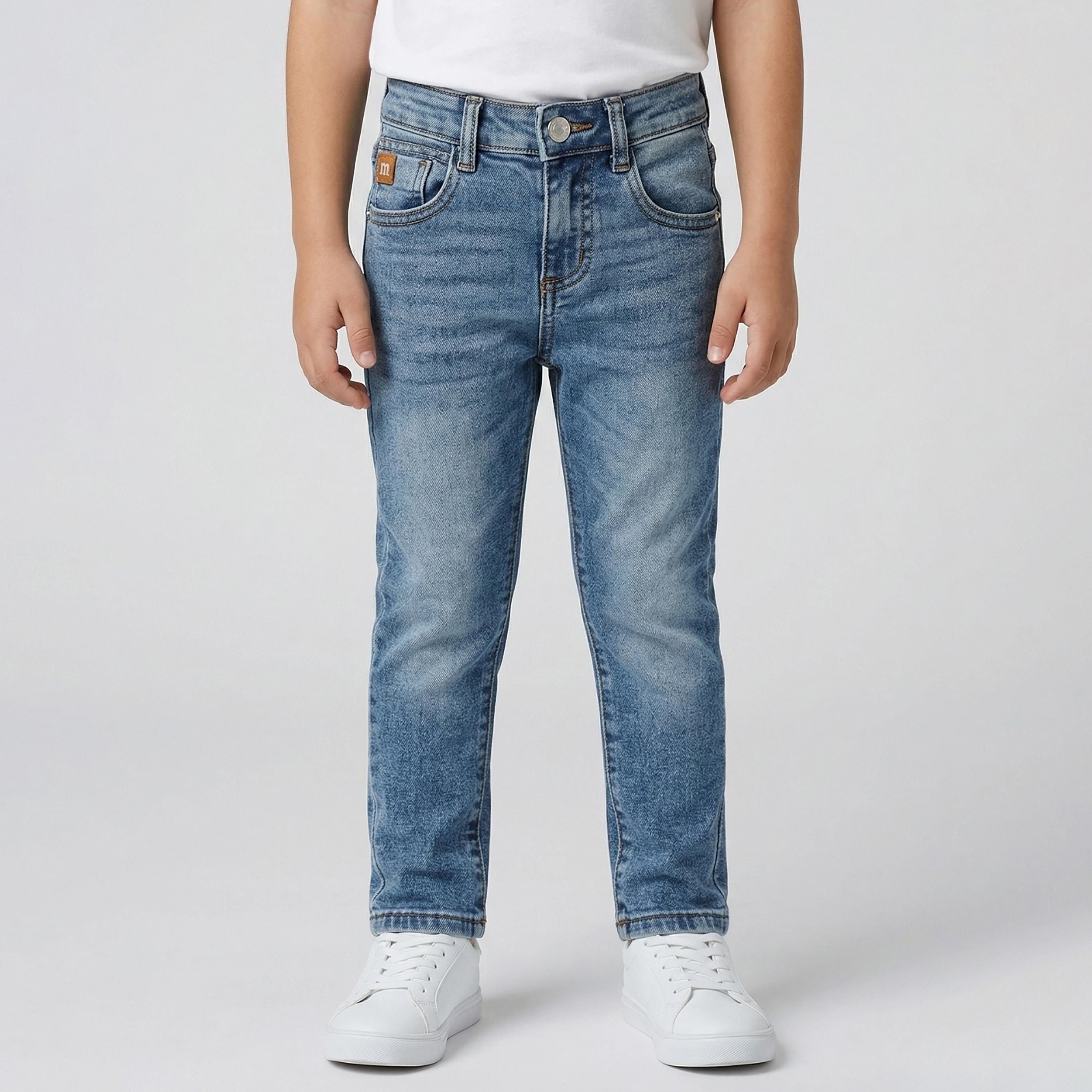 Babyqlo Solid Adjustable Waist Slim Jeans-boys-clothing-bottoms-jeans-image-1