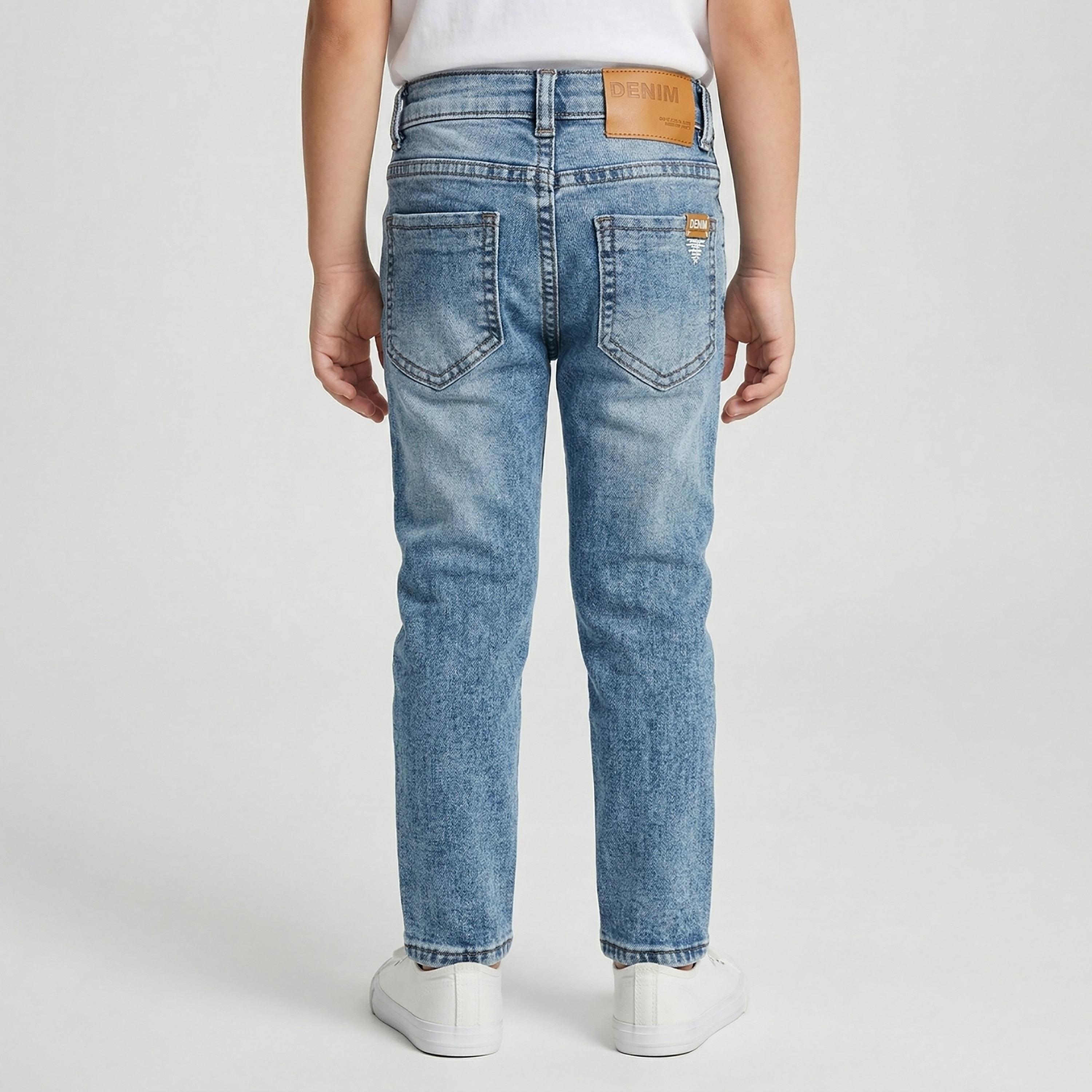 Babyqlo Solid Adjustable Waist Slim Jeans-boys-clothing-bottoms-jeans-image-2